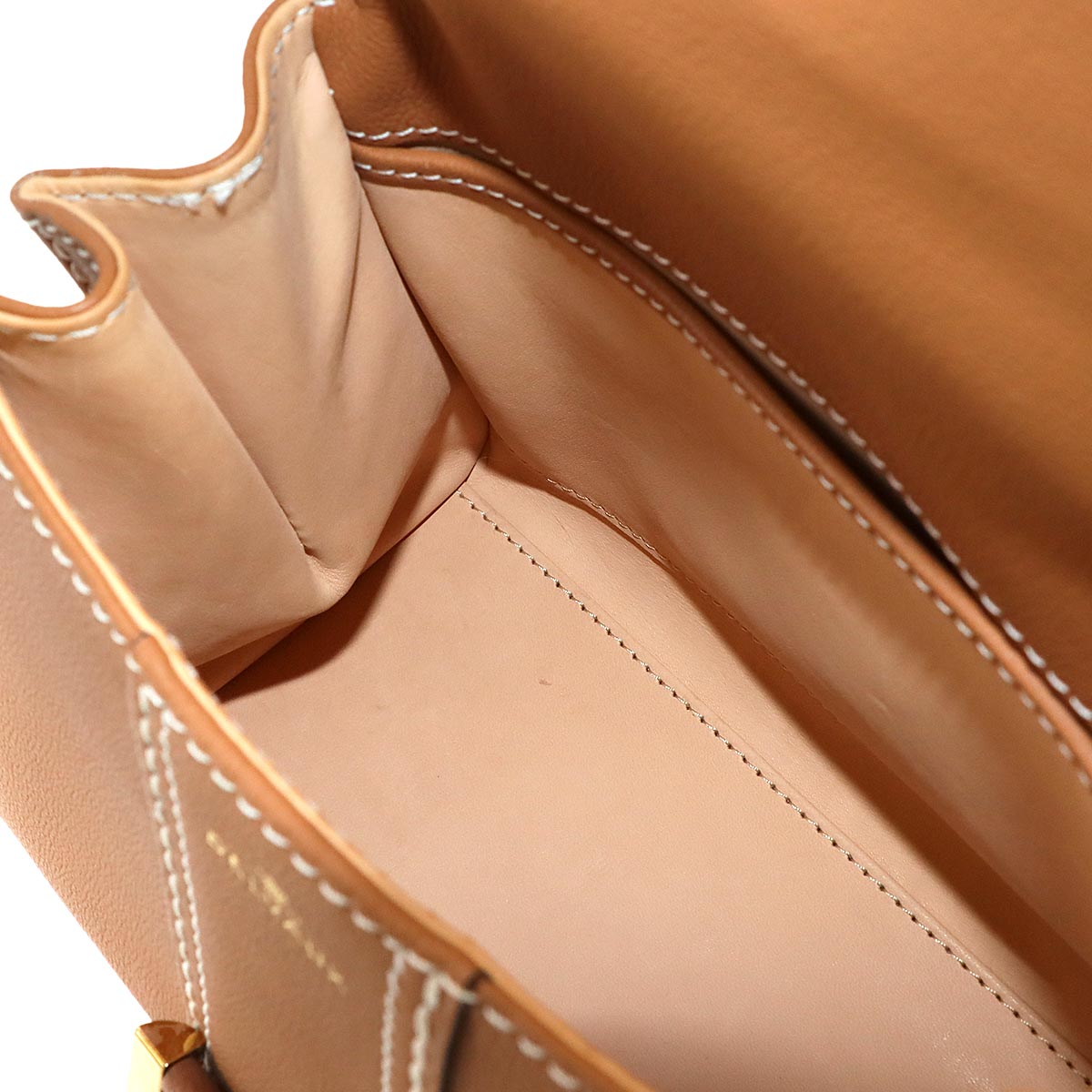 Brillant Mini Surpique Hand Shoulder Bag Leather Brown