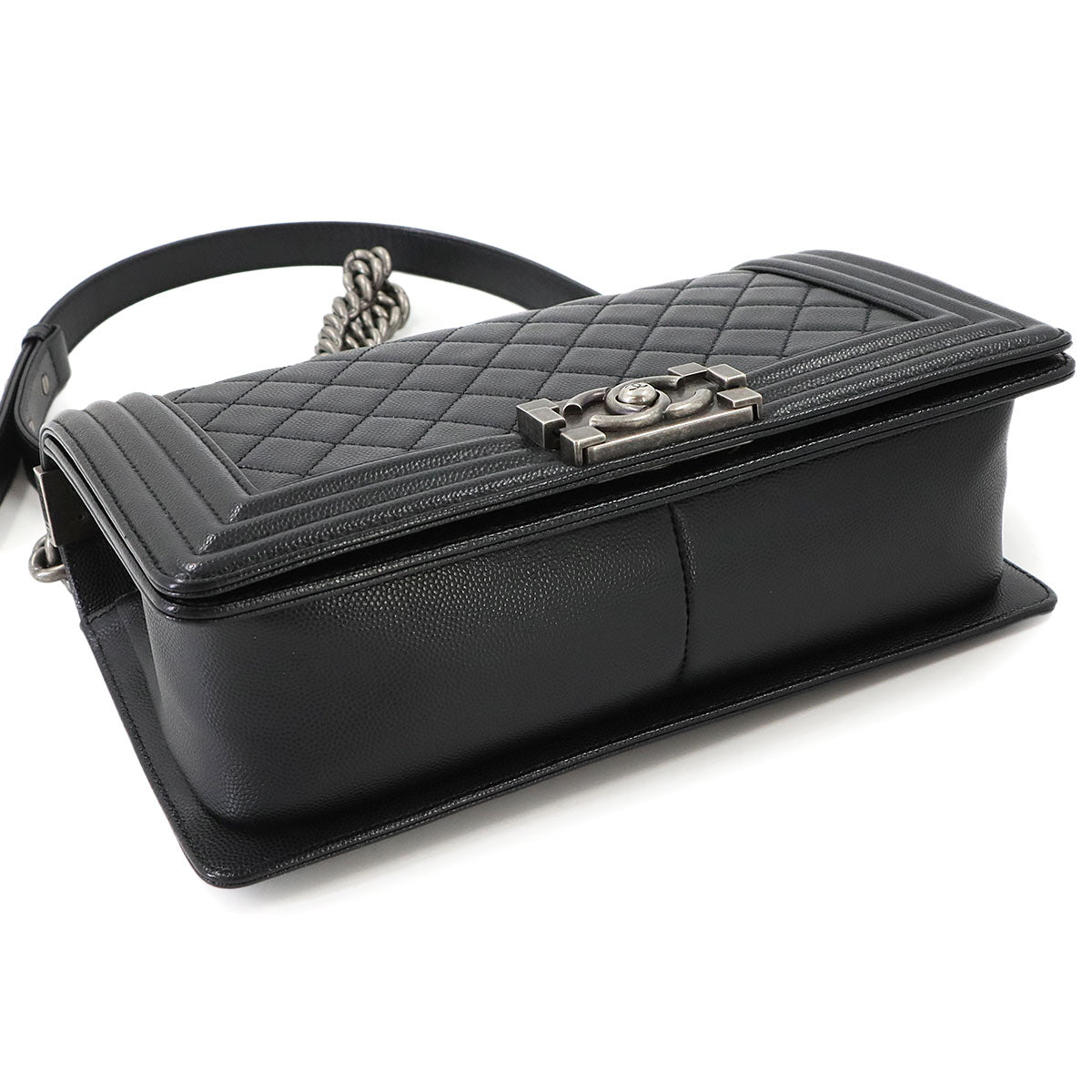 BOY CHANEL Chain Shoulder Bag Leather Black A67086 Purse