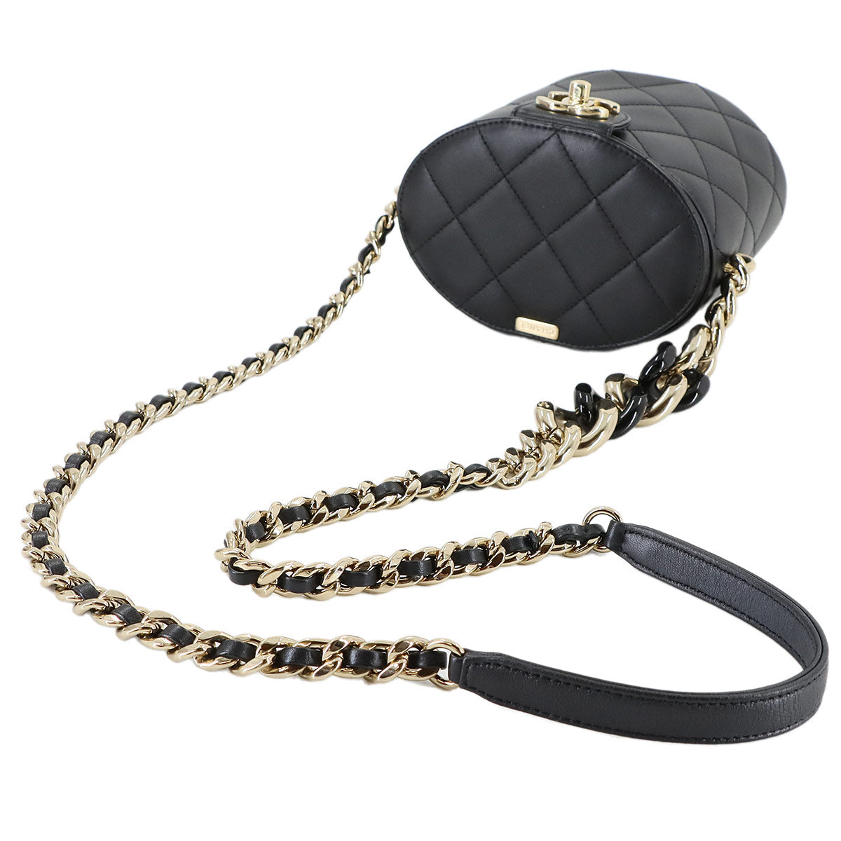 Matelasse Chain Shoulder Bag Leather Black Purse