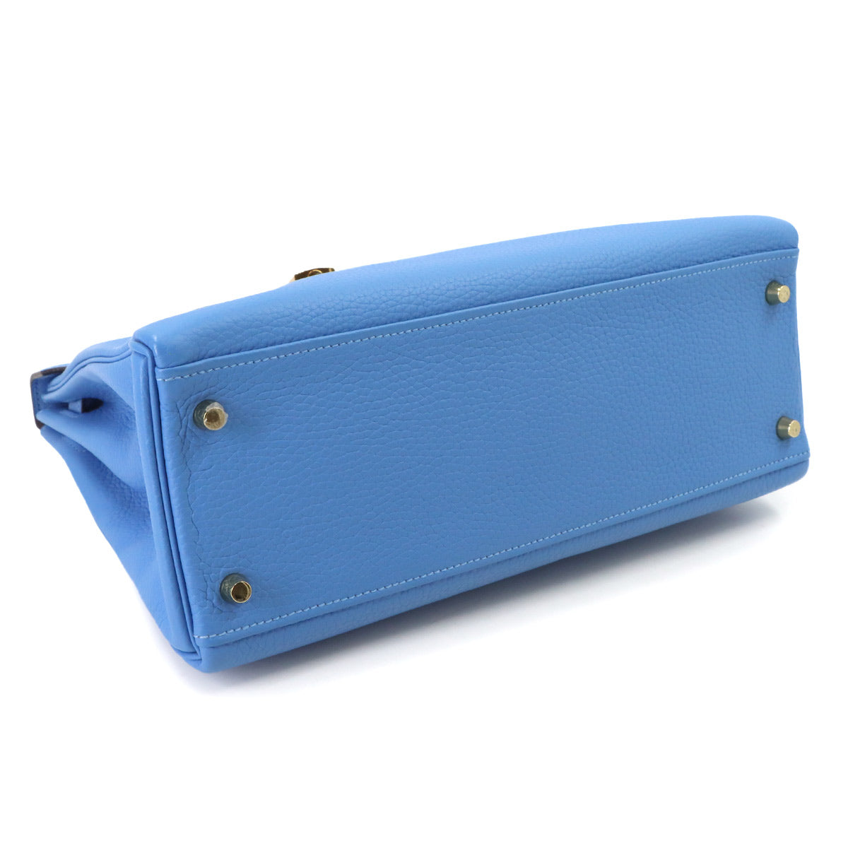 Kelly 32 Taurillon Clemence Bleu Paradis Hand Shoulder Bag