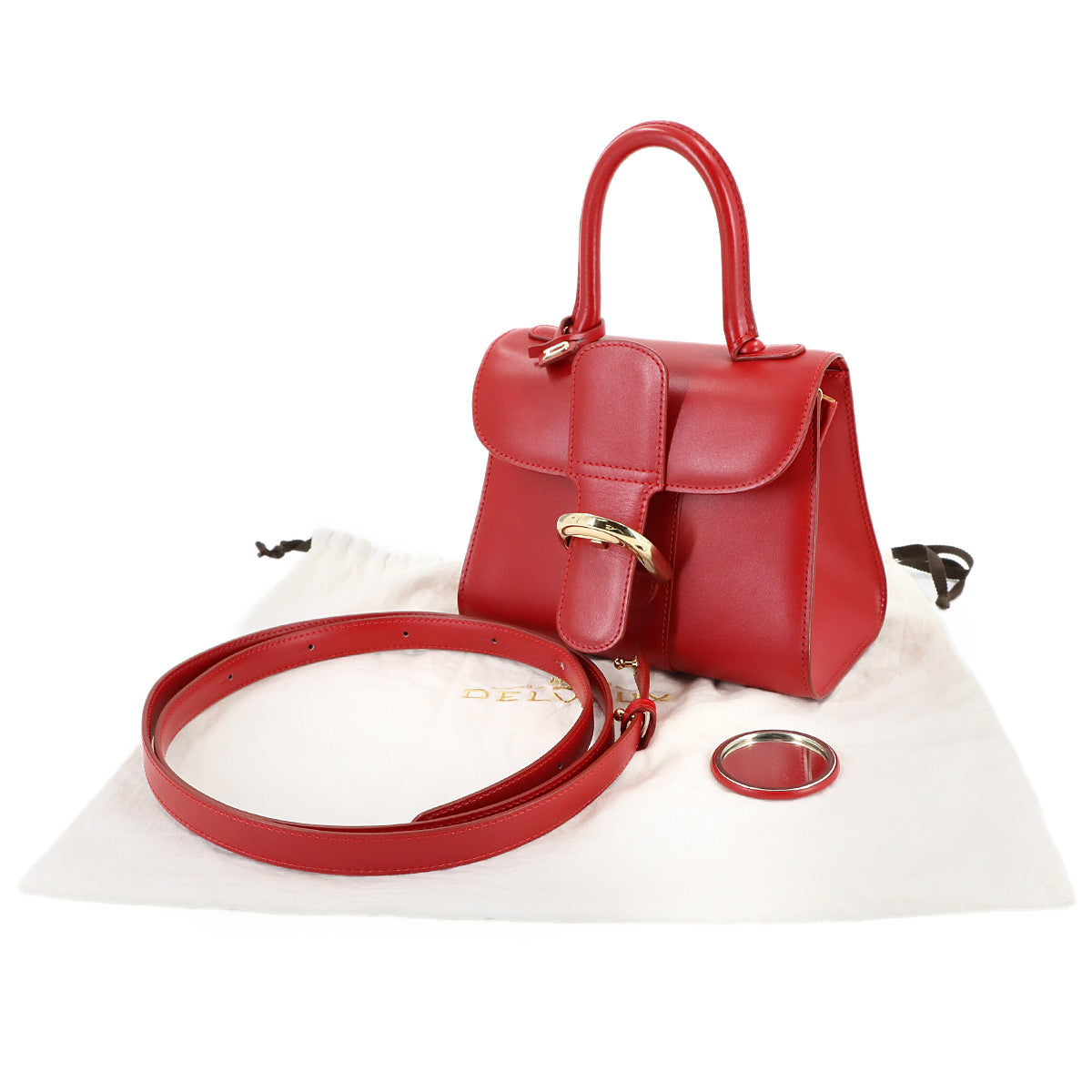 Brillant Mini 2way Hand Shoulder Bag Leather Red Purse