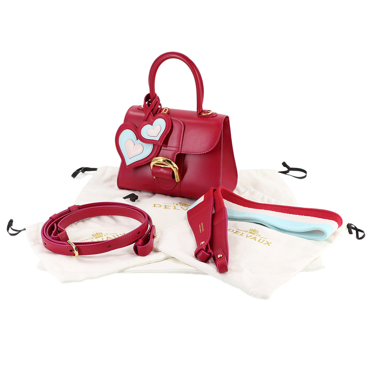 Brillant Mini Hand Shoulder Bag Leather Pink Heart Charm