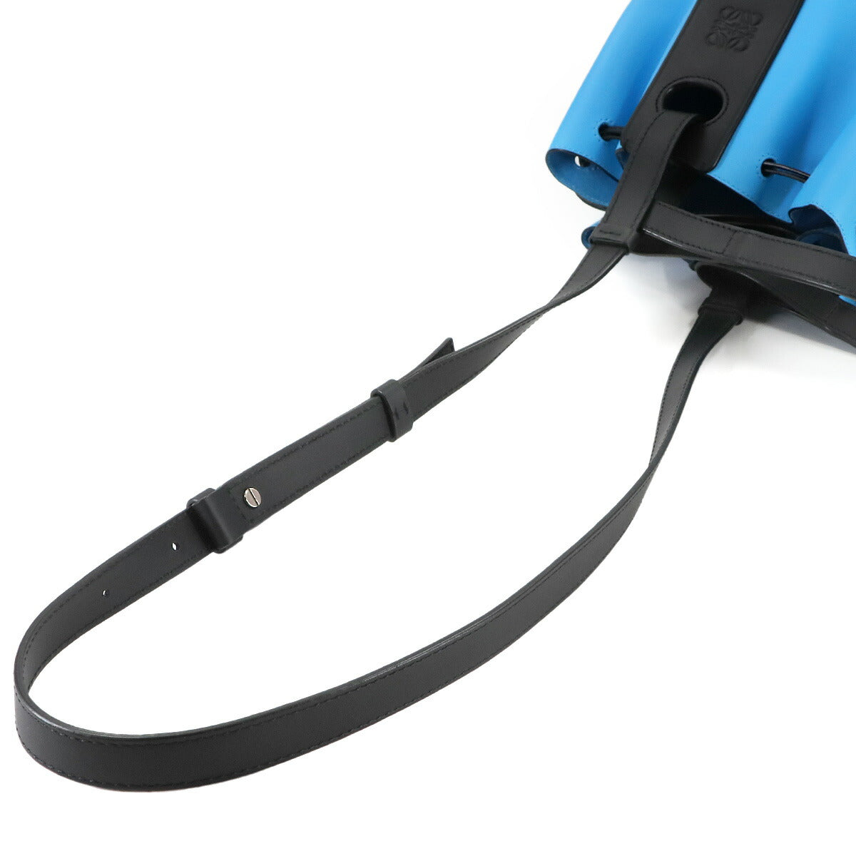 Balloon Medium Hand Shoulder Bag Leather Blue Black Purse