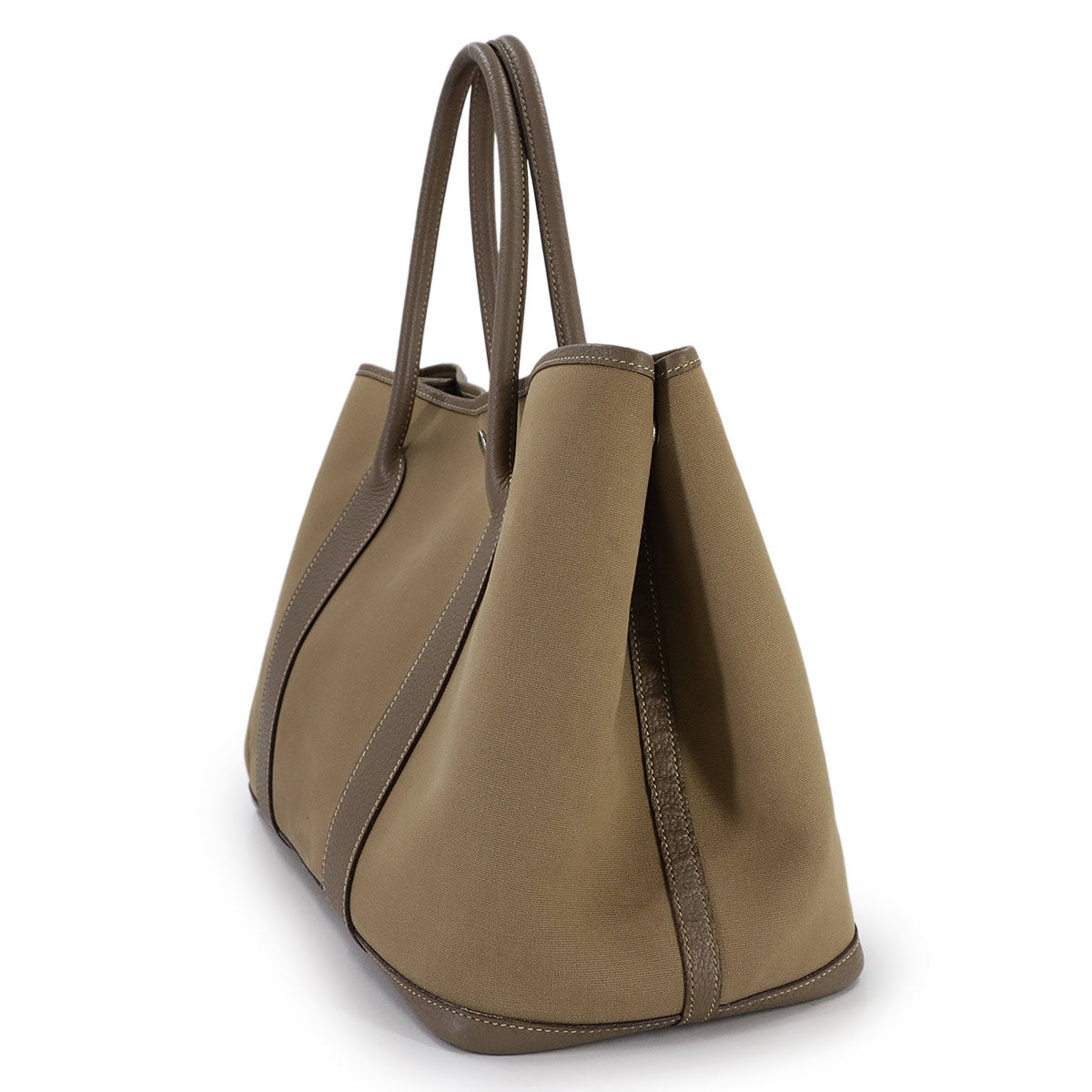 Garden Party PM Tote Bag Toile Officier Leather Etoupe