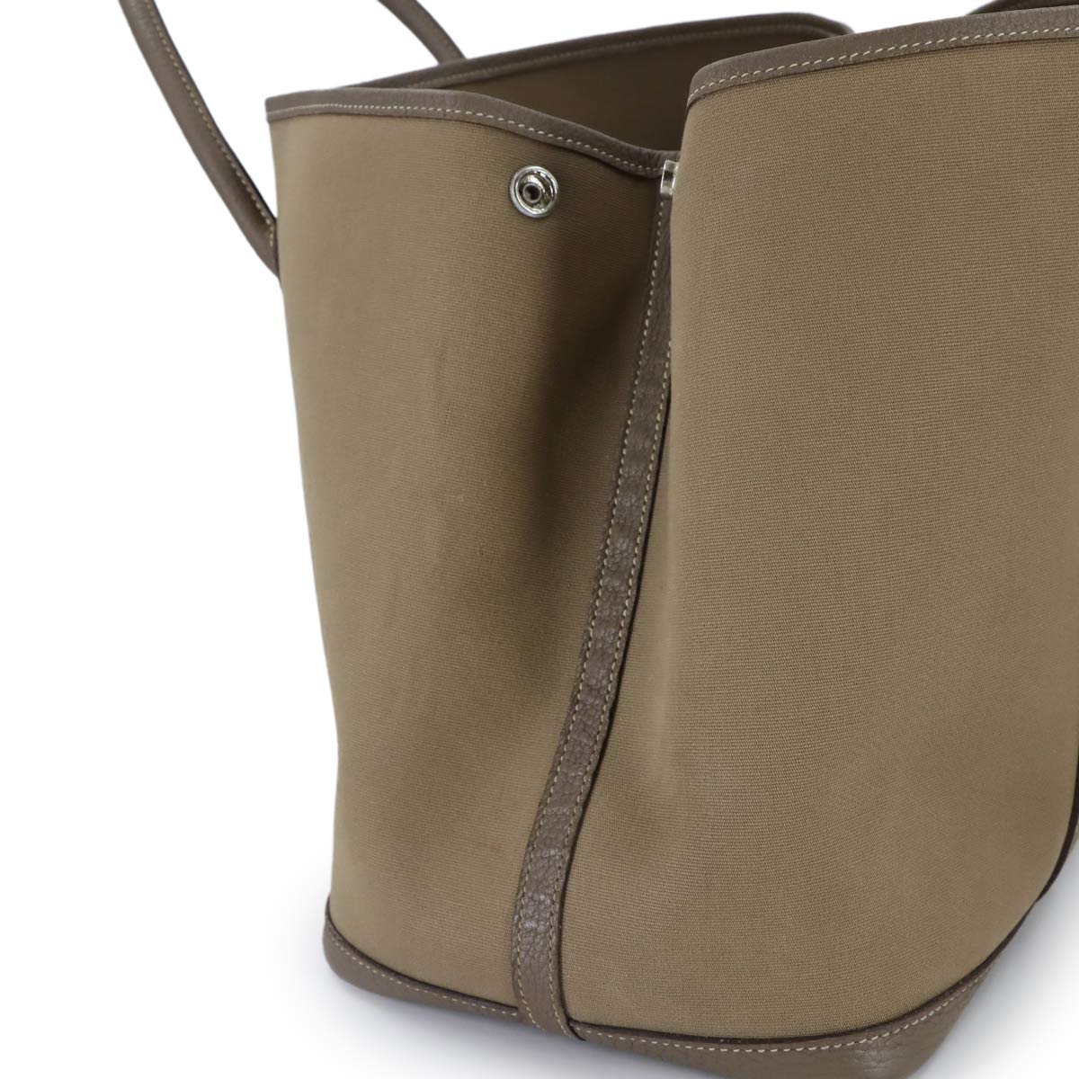 Garden Party PM Tote Bag Toile Officier Leather Etoupe