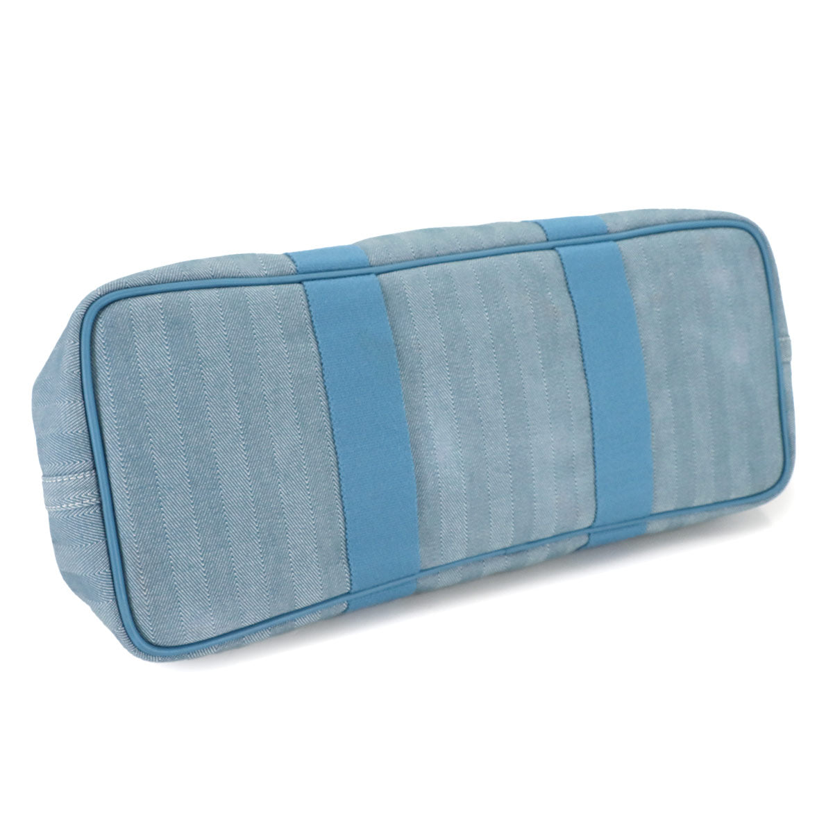 Valparaiso MM Hand Bag Toile chevrons Leather Bleu Jean Purse