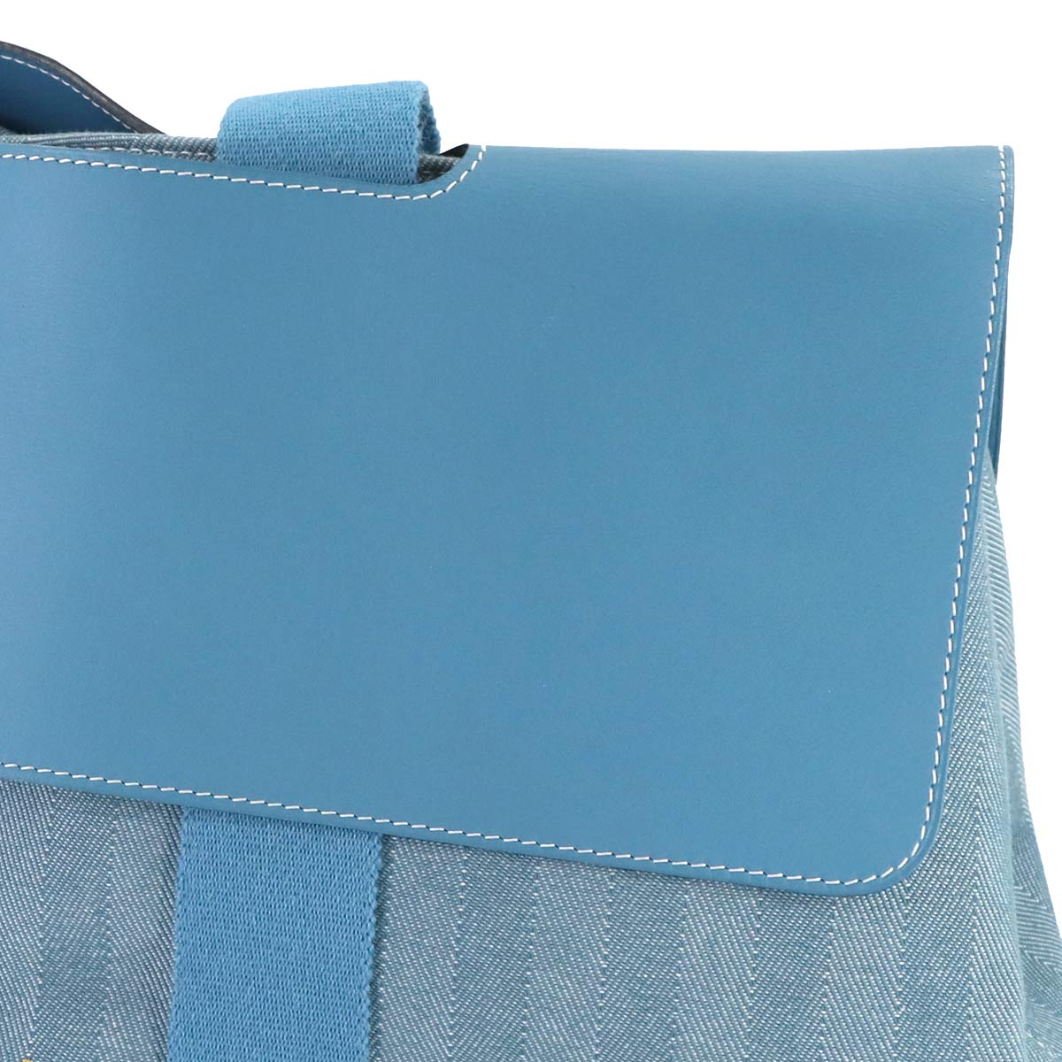 Valparaiso MM Hand Bag Toile chevrons Leather Bleu Jean Purse