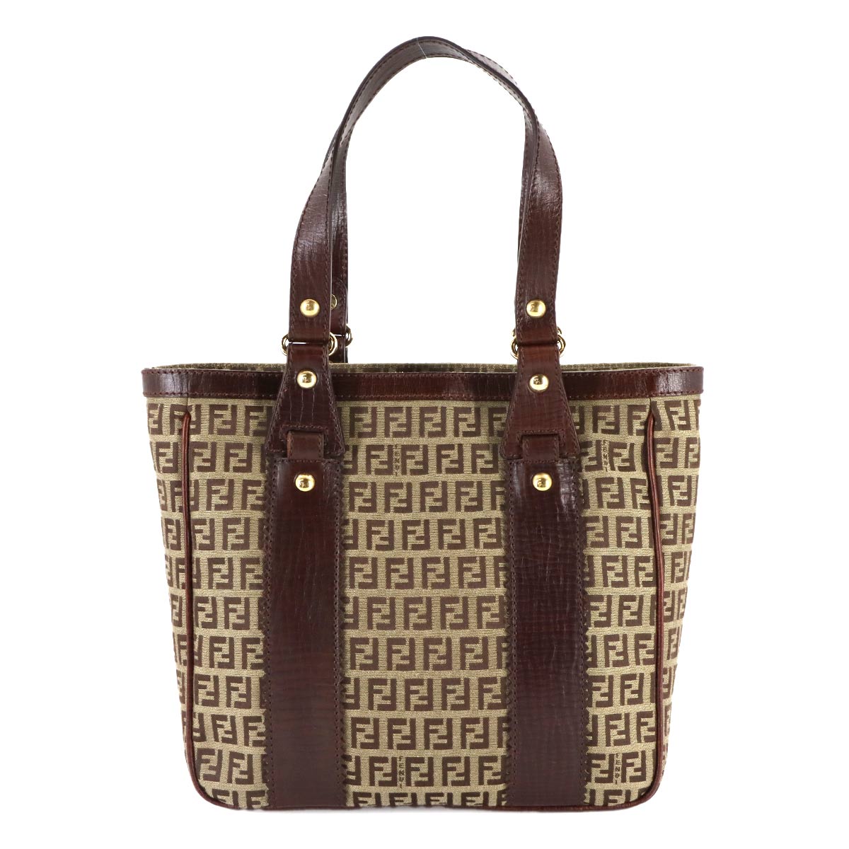 Zucchino Tote Bag Canvas Leather Beige Brown 8BH161 FF Purse