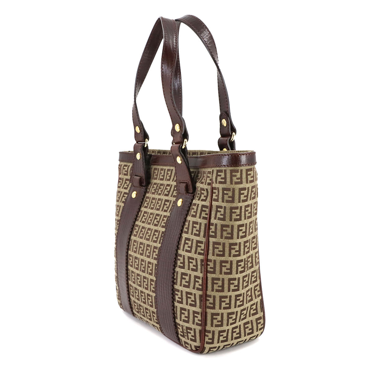 Zucchino Tote Bag Canvas Leather Beige Brown 8BH161 FF Purse