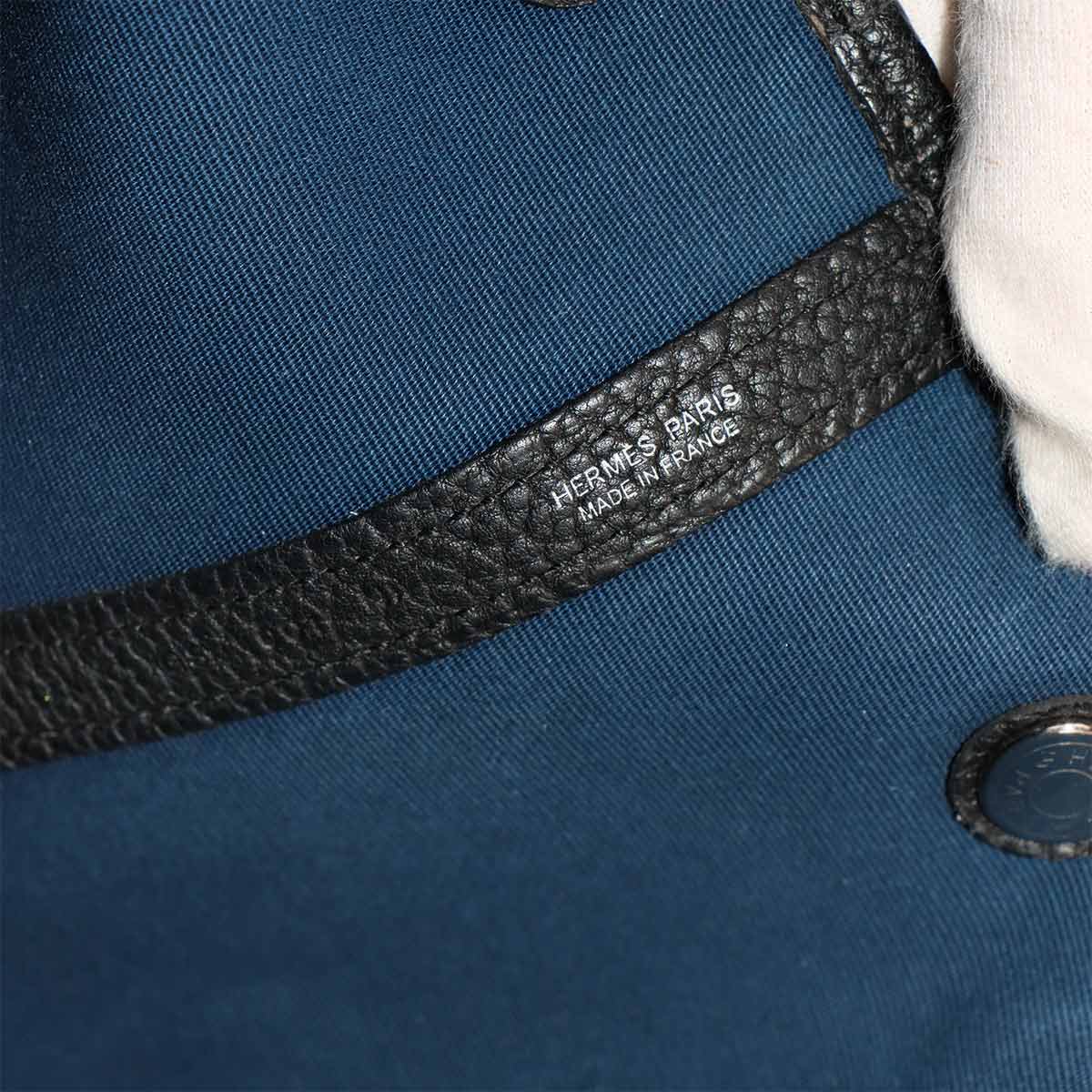 Garden Party PM Tote Bag Toile Officier Leather Navy Black