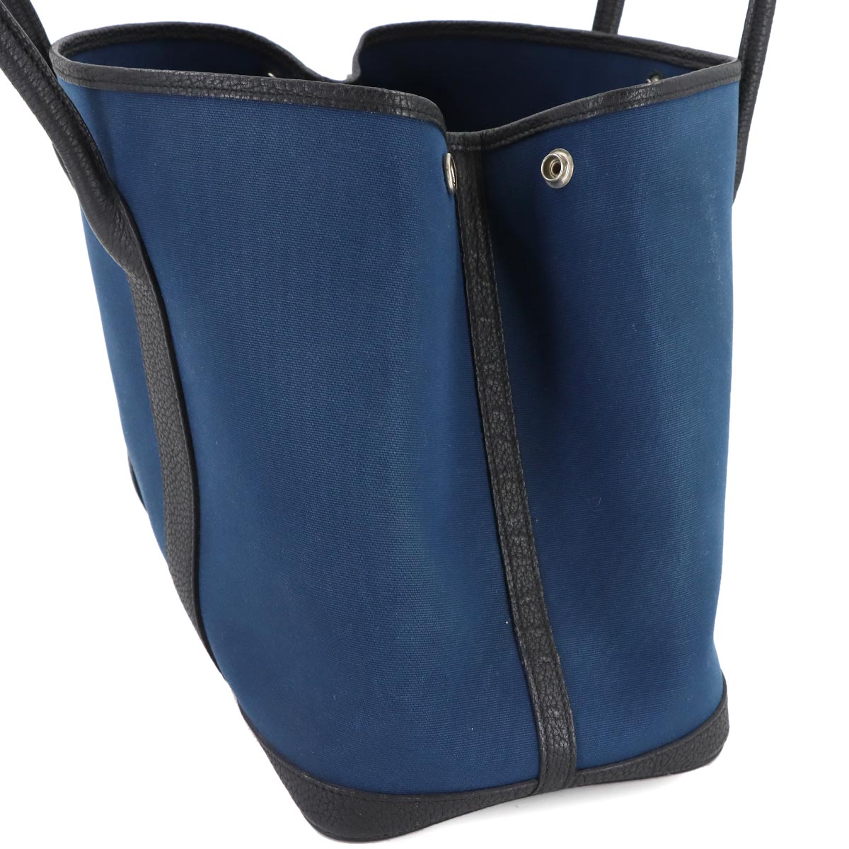 Garden Party PM Tote Bag Toile Officier Leather Navy Black