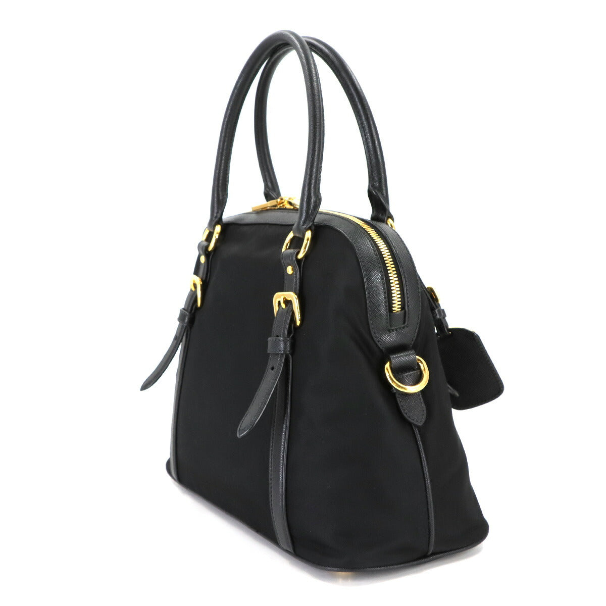 Hand Shoulder Bag Nylo Saffiano leather Black 1BB013 Purse