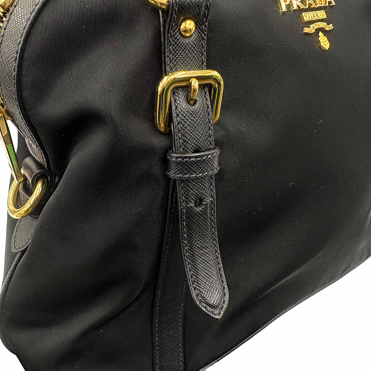 Hand Shoulder Bag Nylo Saffiano leather Black 1BB013 Purse