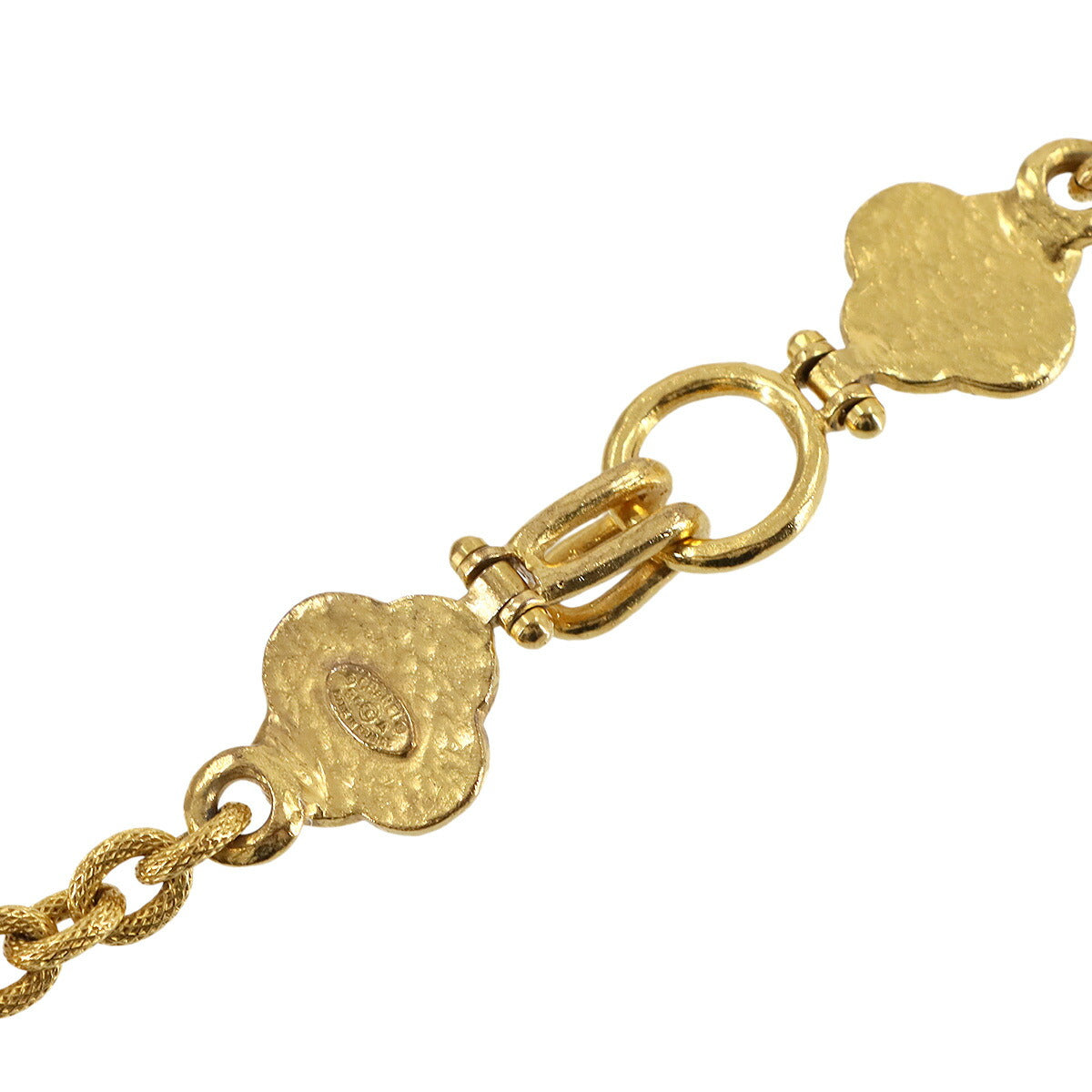 Clover Coco Logos Long Necklace Gold 96A Vintage Accessory
