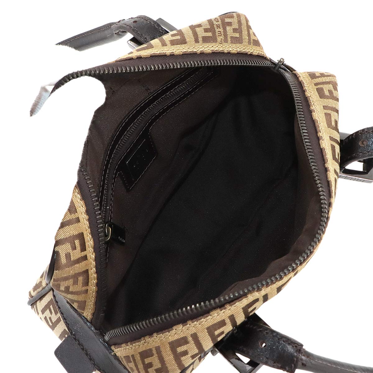 Zucchino Hand Bag Canvas Leather Beige Brown 8BN004 Purse