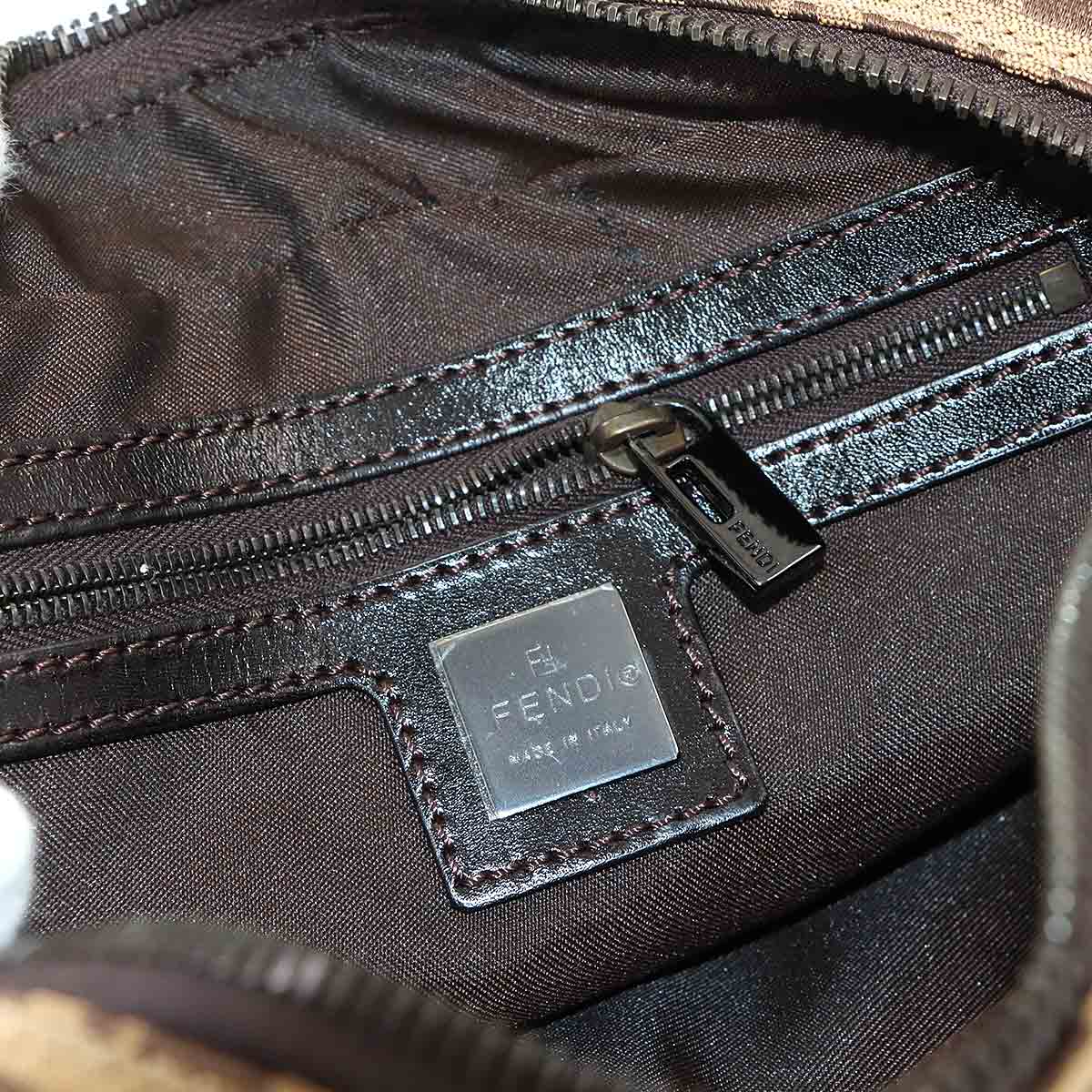 Zucchino Hand Bag Canvas Leather Beige Brown 8BN004 Purse