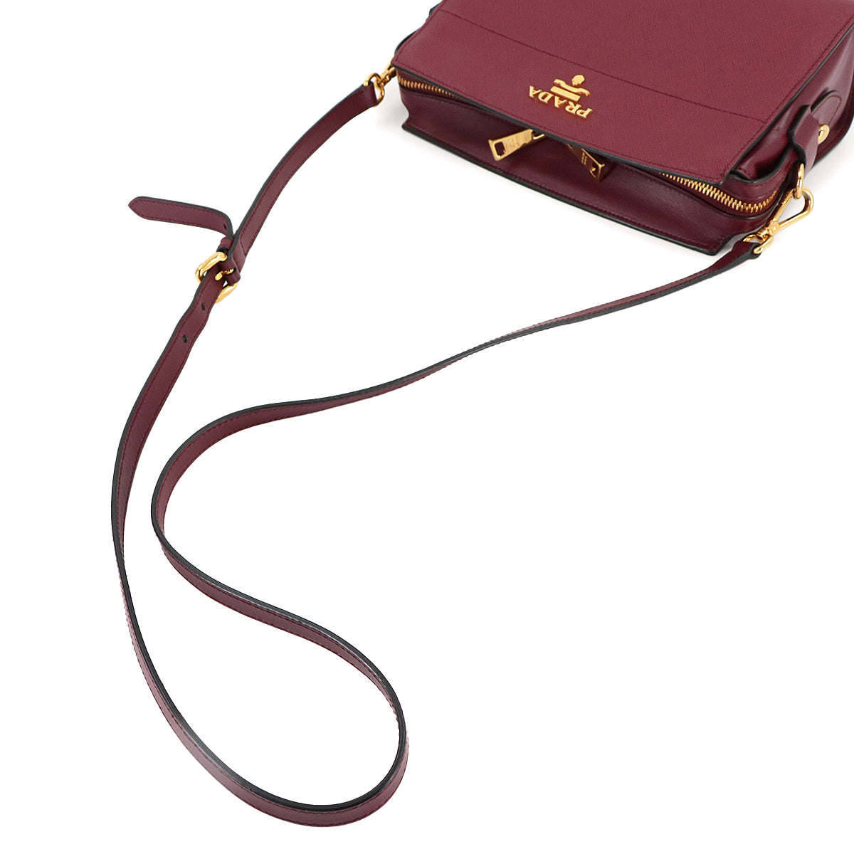 Shoulder Bag Saffiano Leather Bordeaux 1BH104 Purse