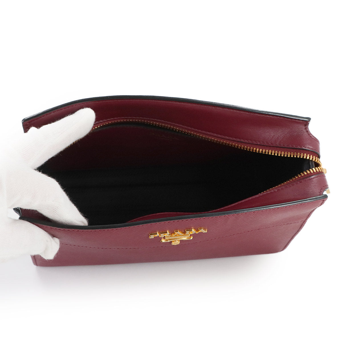 Shoulder Bag Saffiano Leather Bordeaux 1BH104 Purse