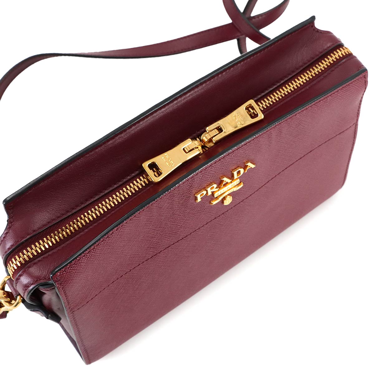 Shoulder Bag Saffiano Leather Bordeaux 1BH104 Purse