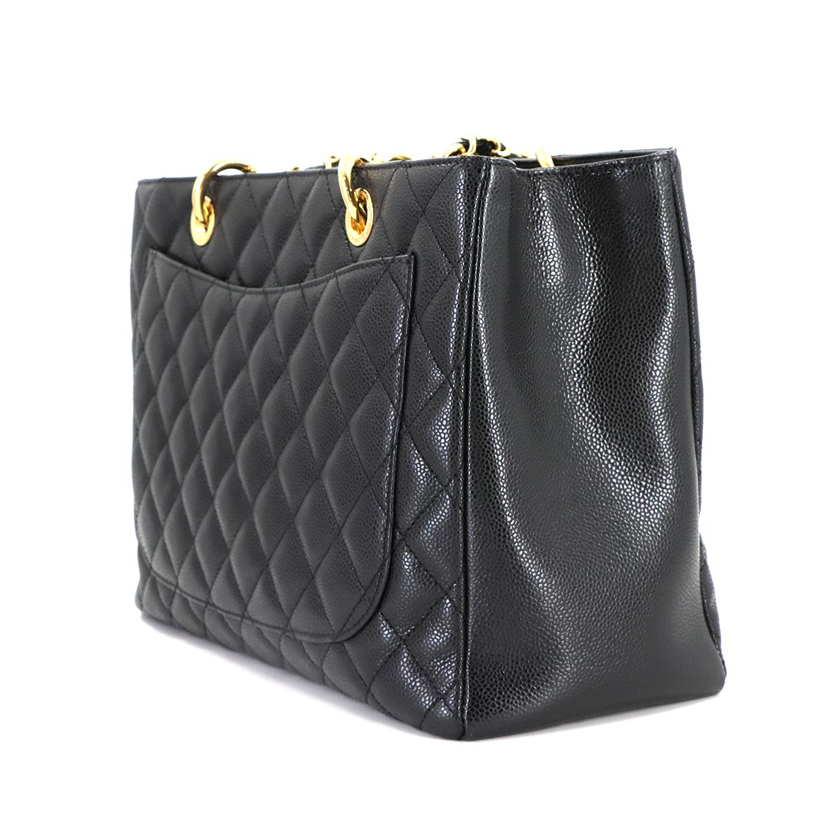 Matelasse Grand Shopping Tote Bag Leather Black GST A50995