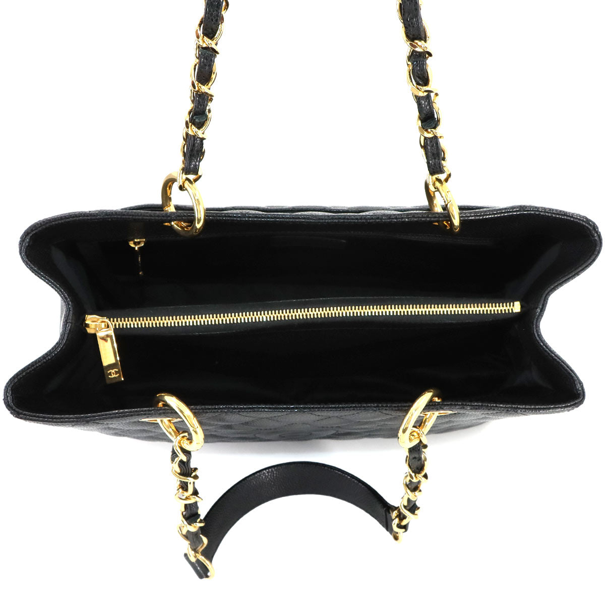 Matelasse Grand Shopping Tote Bag Leather Black GST A50995