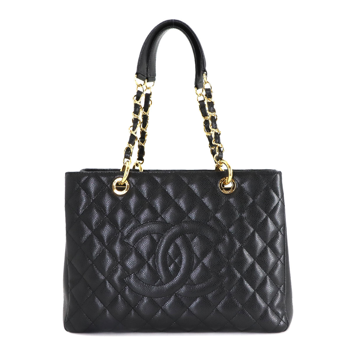 Matelasse Grand Shopping Tote Bag Leather Black GST A50995