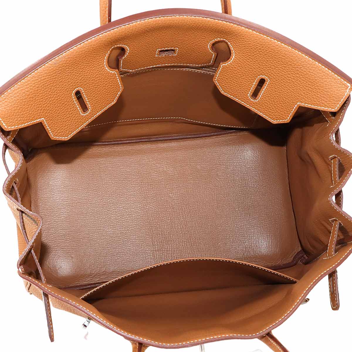 Birkin 35 Togo Gold Hand Bag Purse Brown Leather