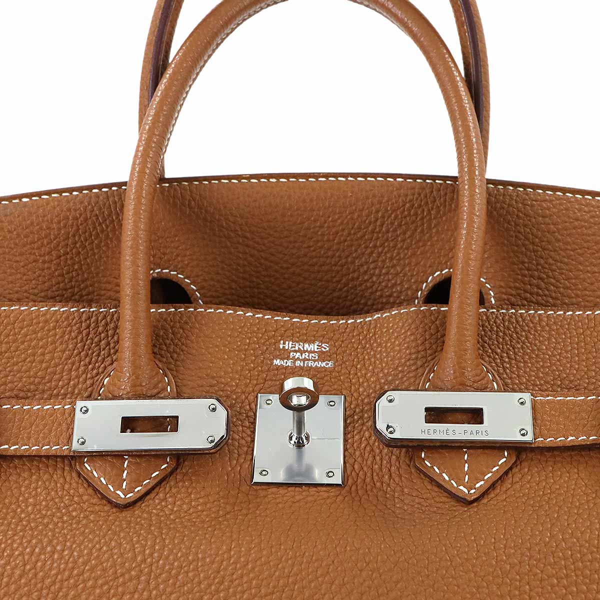 Birkin 35 Togo Gold Hand Bag Purse Brown Leather