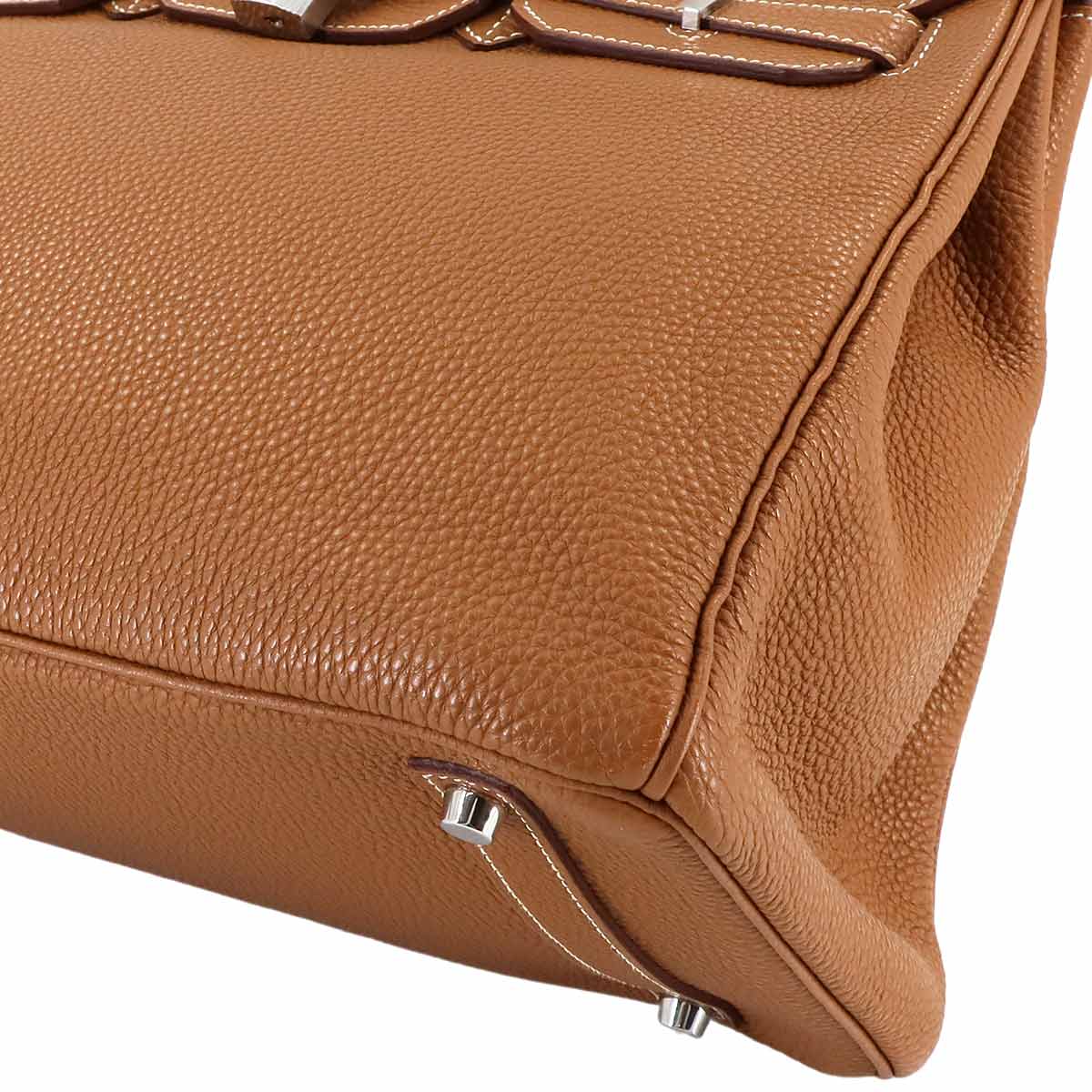 Birkin 35 Togo Gold Hand Bag Purse Brown Leather