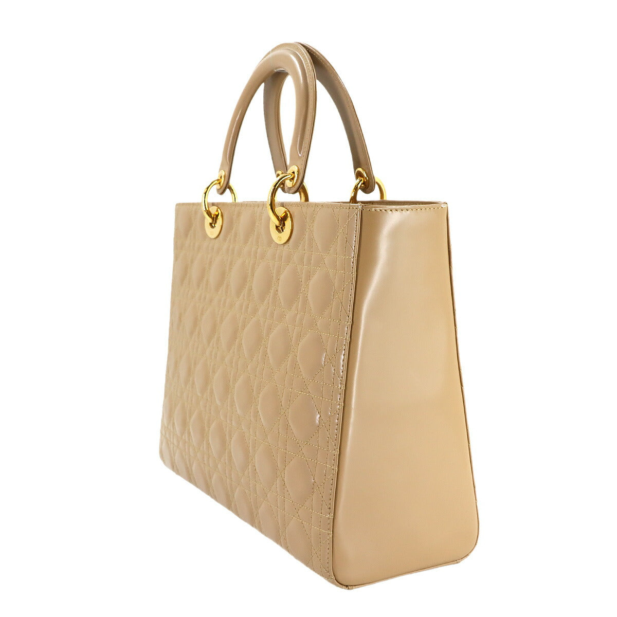 Lady Dior Large 2way Hand Shoulder Bag Leather Beige