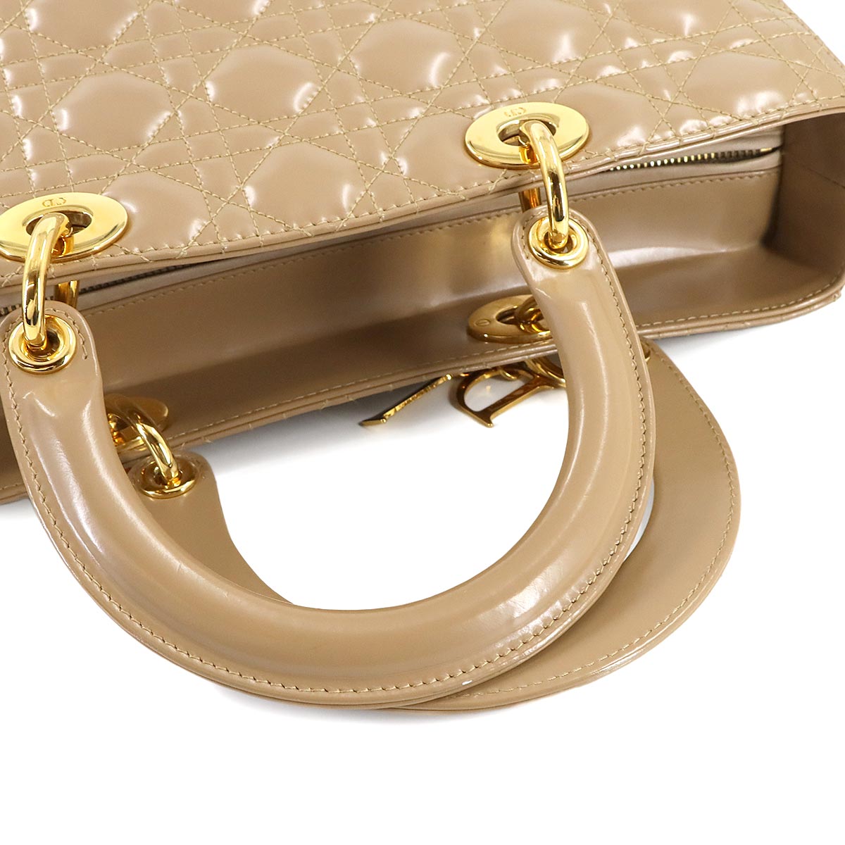 Lady Dior Large 2way Hand Shoulder Bag Leather Beige