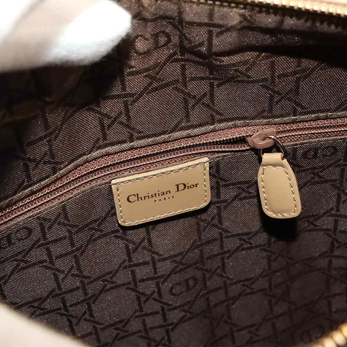 Lady Dior Large 2way Hand Shoulder Bag Leather Beige