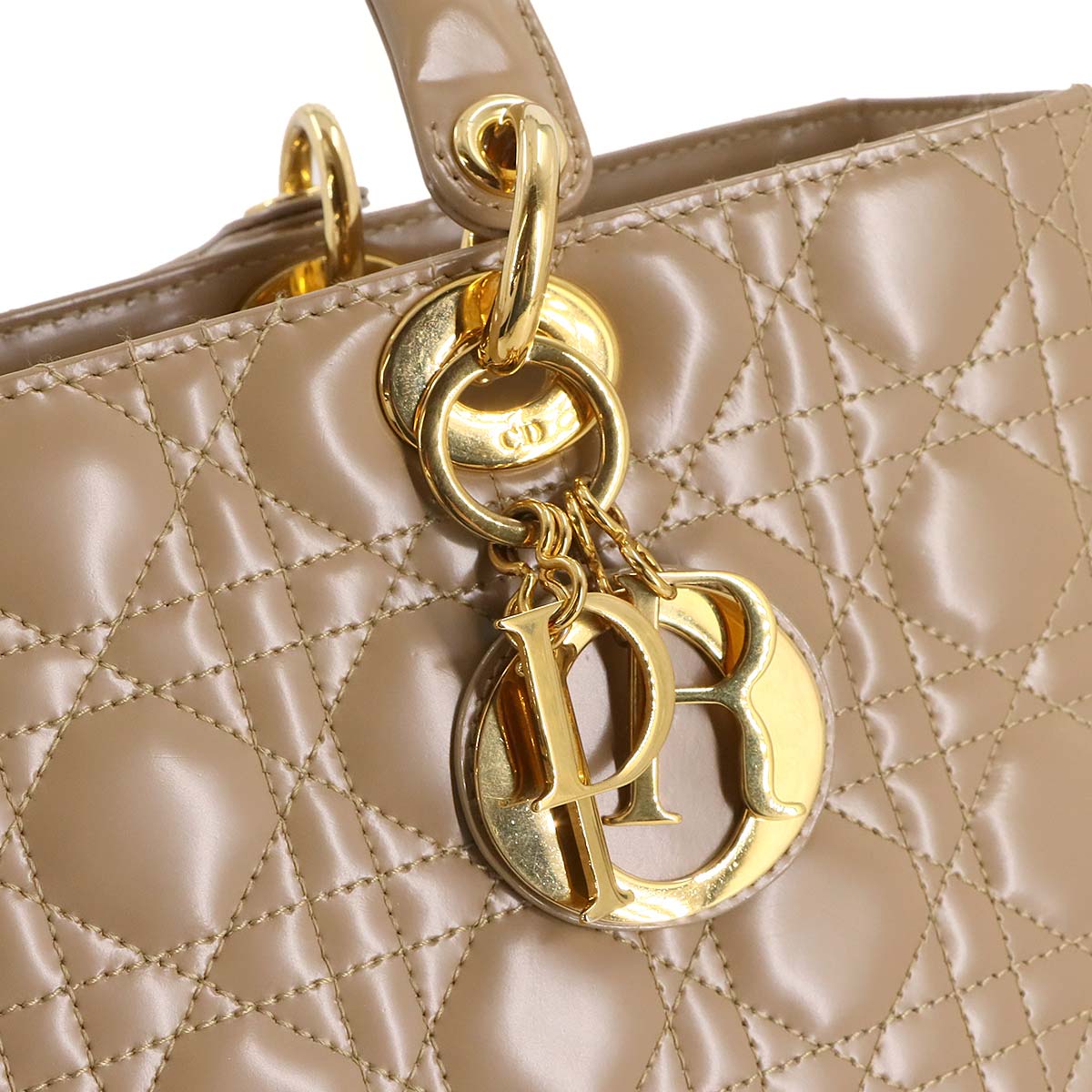 Lady Dior Large 2way Hand Shoulder Bag Leather Beige