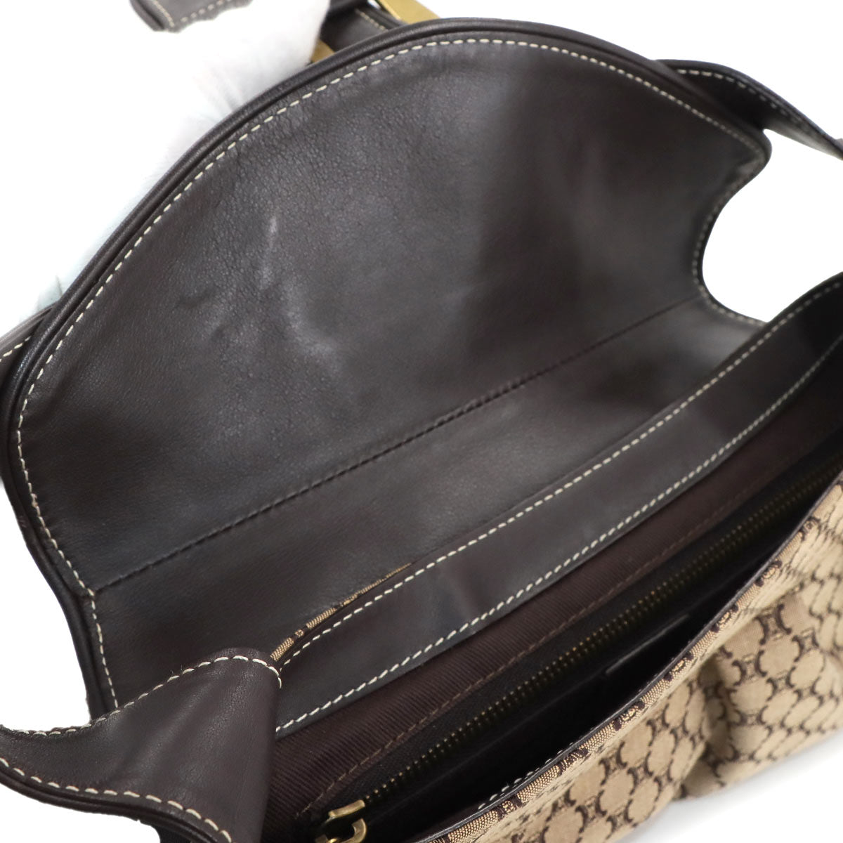 Macadam Hand Bag Canvas Leather Brown Purse Vintage