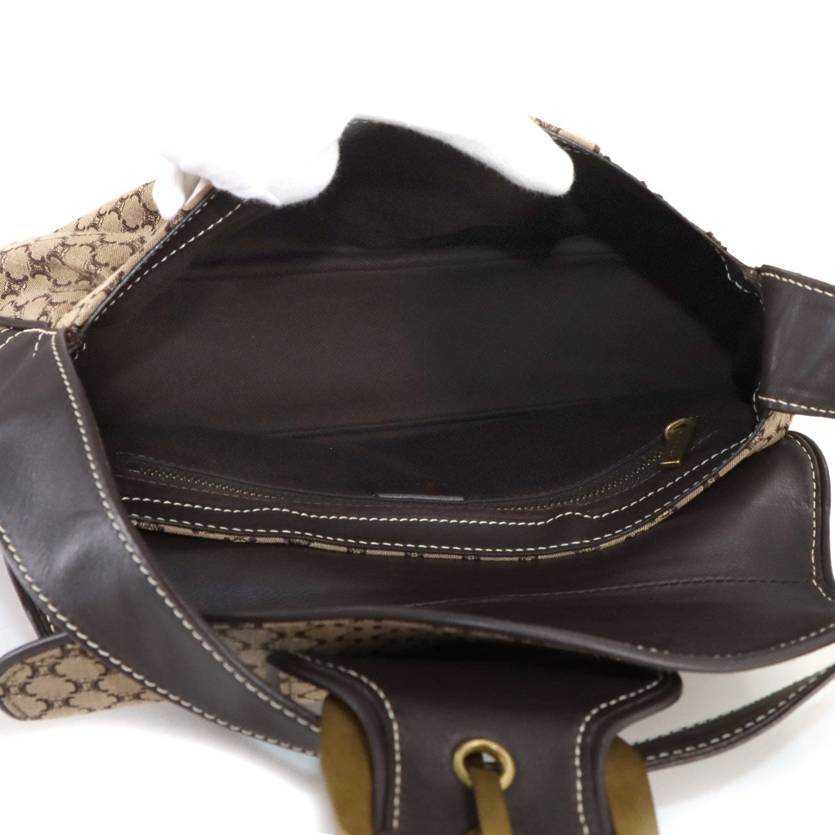 Macadam Hand Bag Canvas Leather Brown Purse Vintage