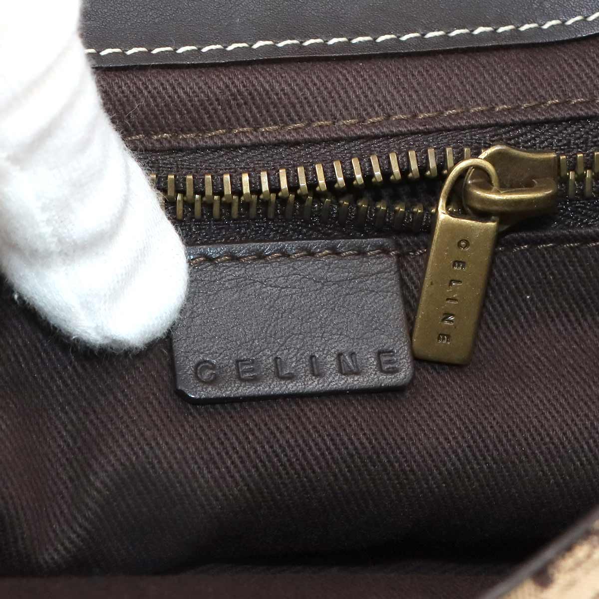 Macadam Hand Bag Canvas Leather Brown Purse Vintage