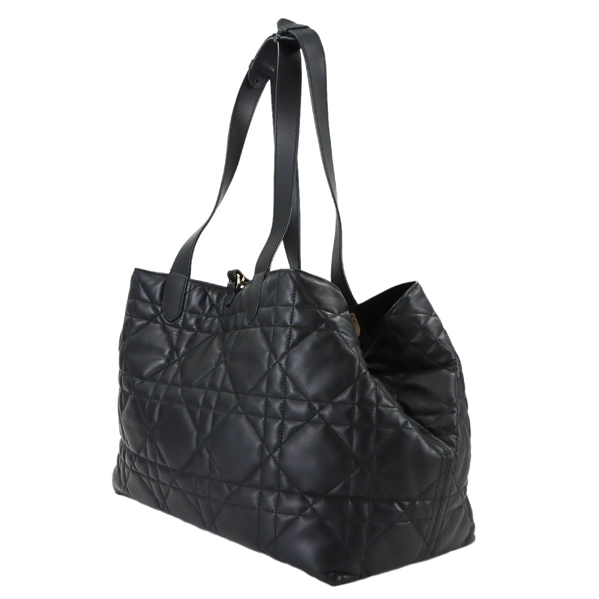 Macrocannage Toujours Large Tote Bag Leather Black