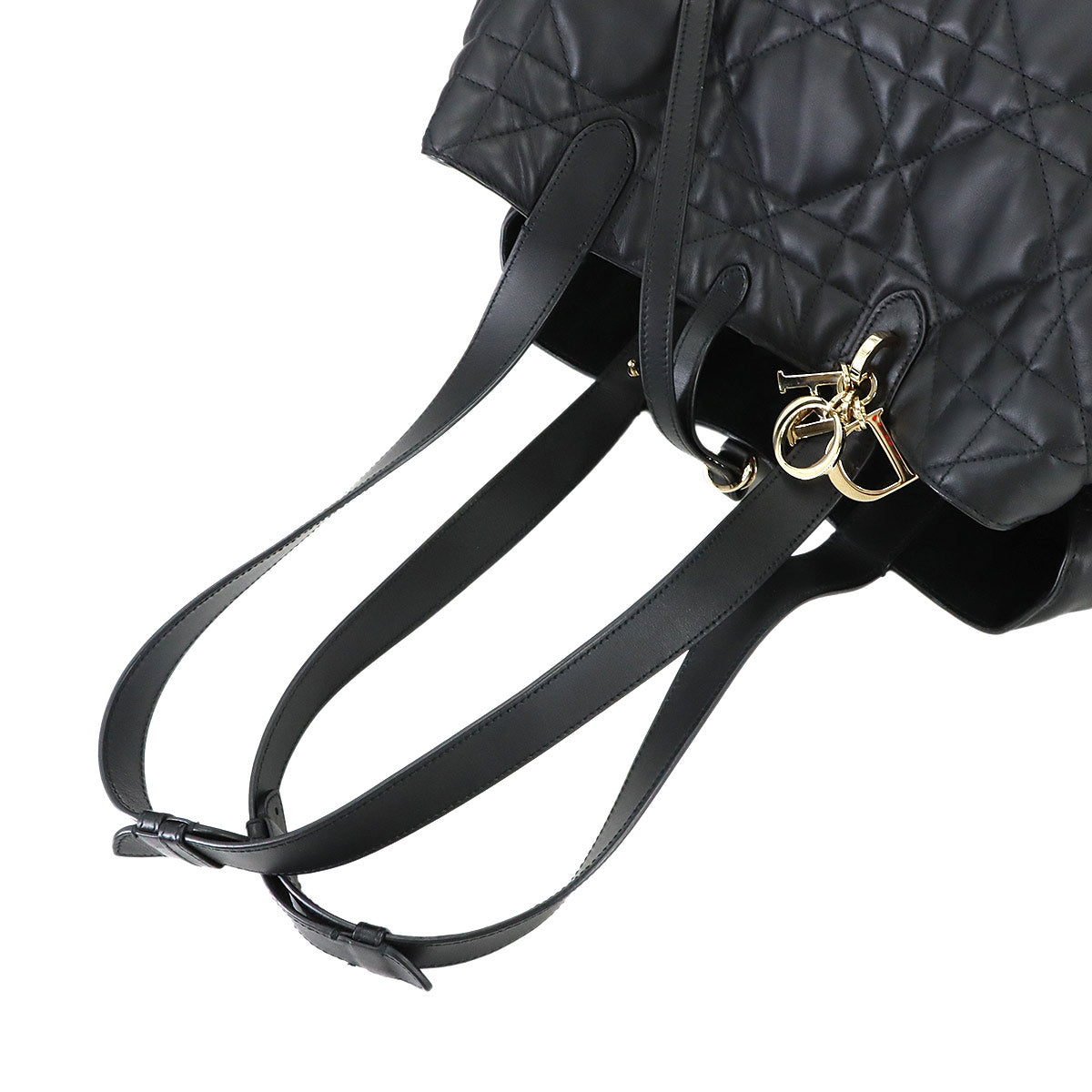 Macrocannage Toujours Large Tote Bag Leather Black