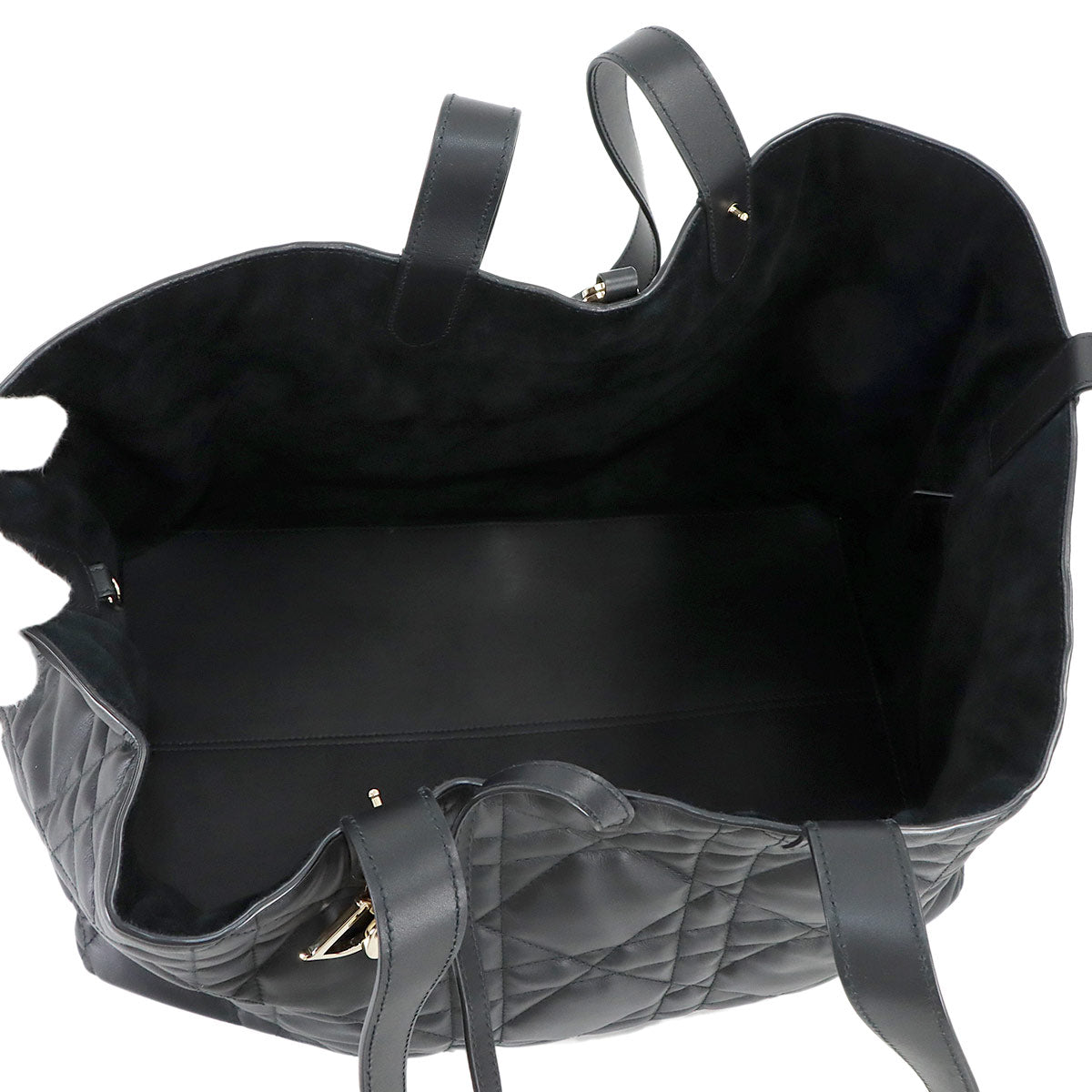 Macrocannage Toujours Large Tote Bag Leather Black