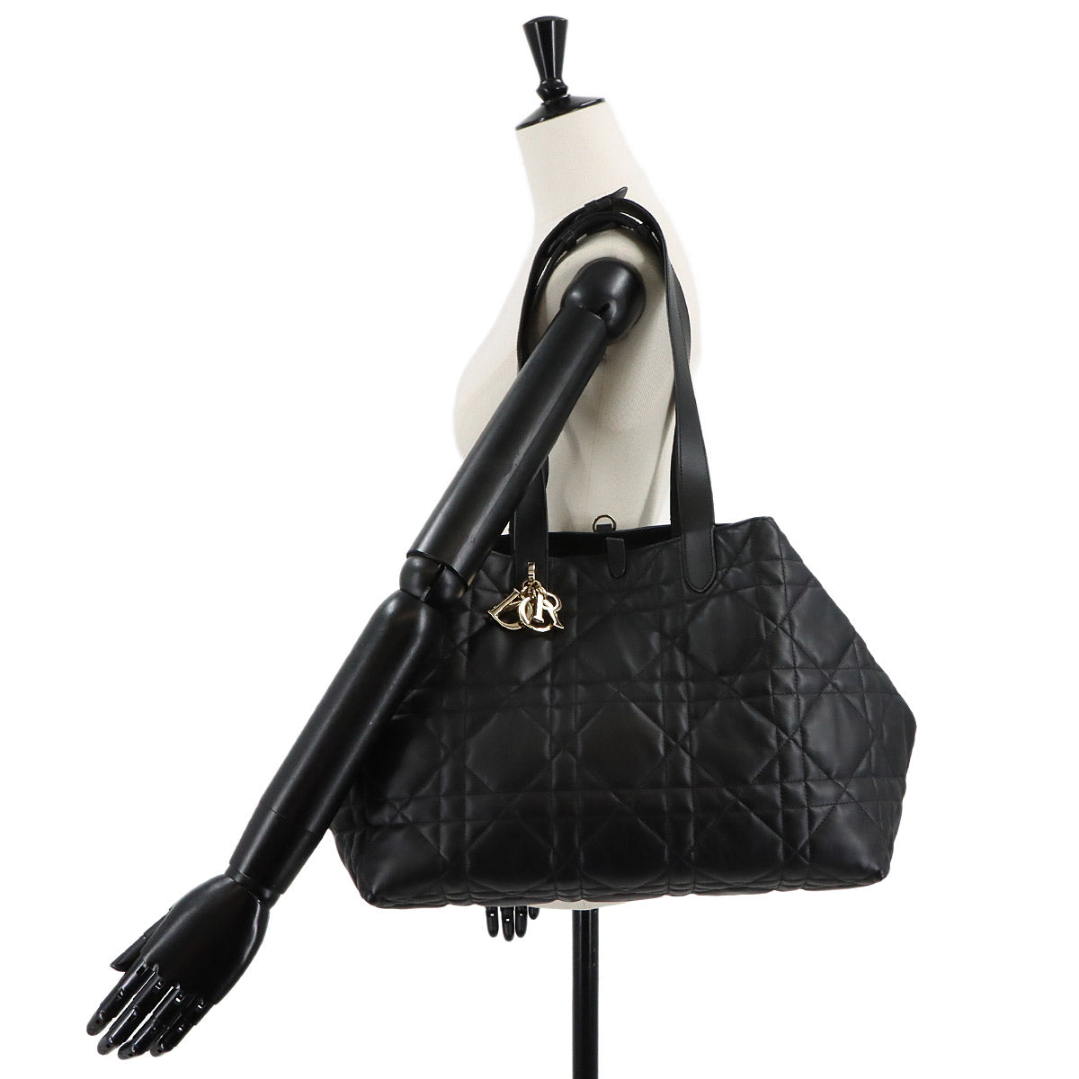 Macrocannage Toujours Large Tote Bag Leather Black