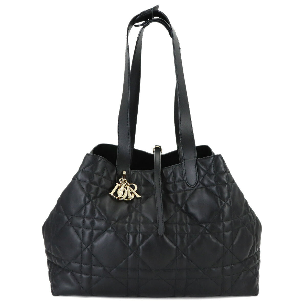 Macrocannage Toujours Large Tote Bag Leather Black