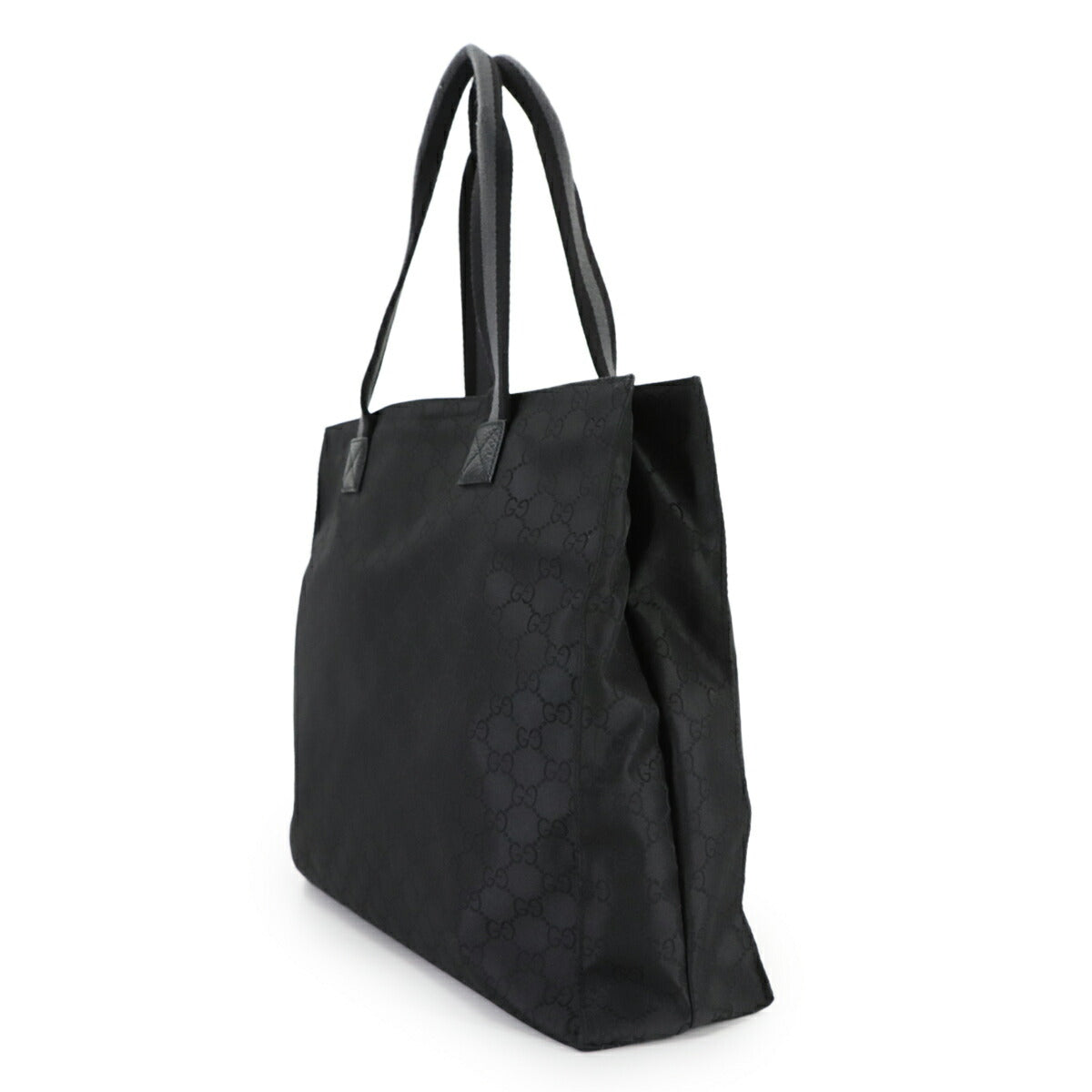 GG Nylon Tote Bag Leather Black 449178 Purse