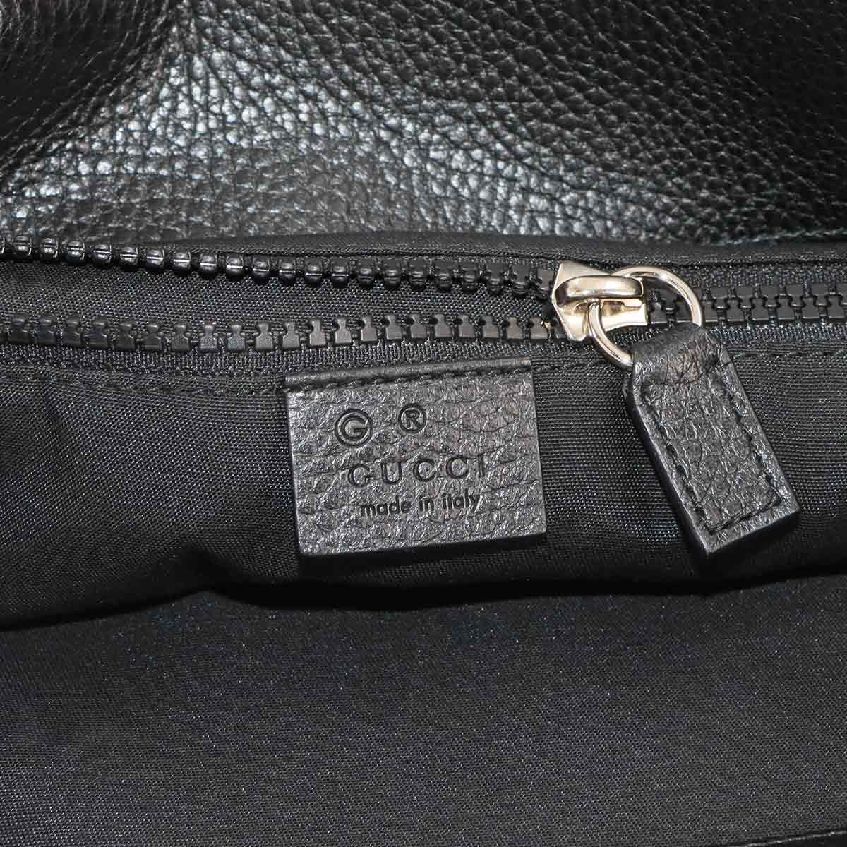 GG Nylon Tote Bag Leather Black 449178 Purse