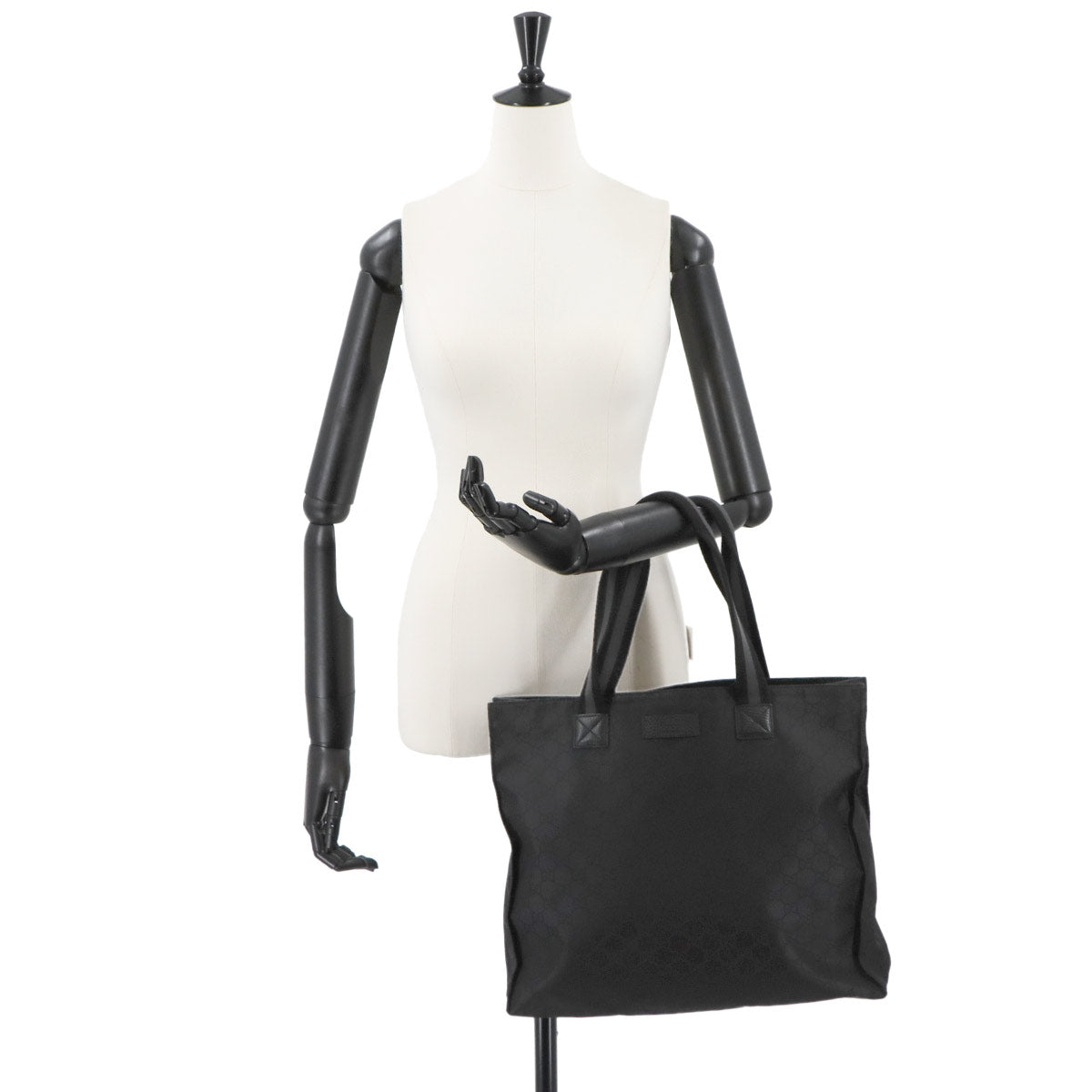 GG Nylon Tote Bag Leather Black 449178 Purse