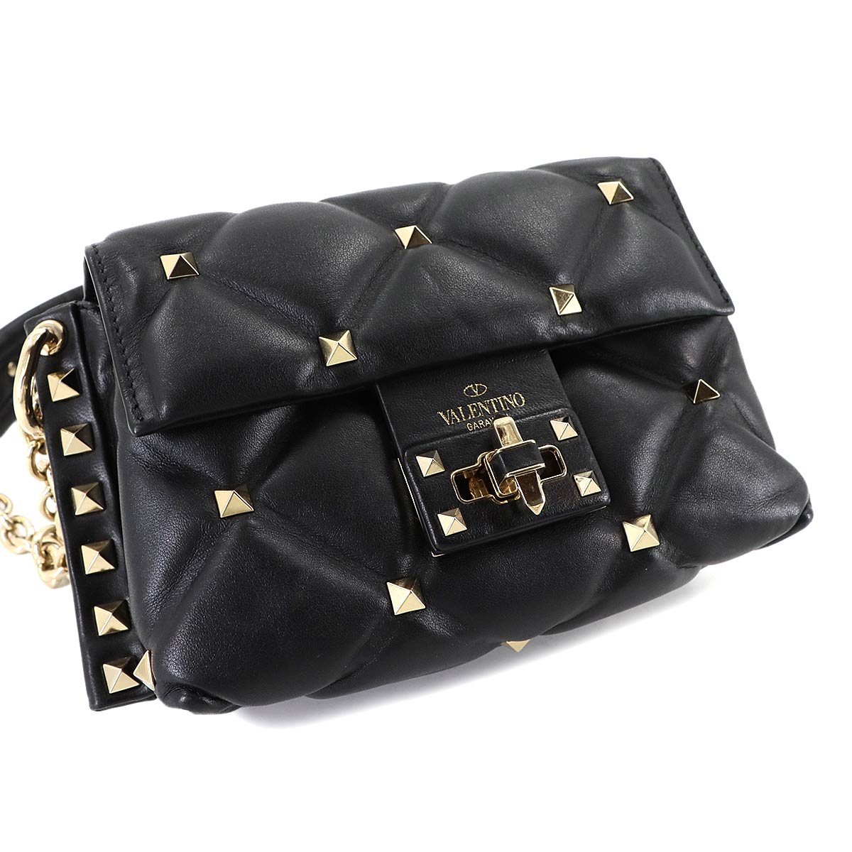 Candy Studs Shoulder Bag Leather Black Purse