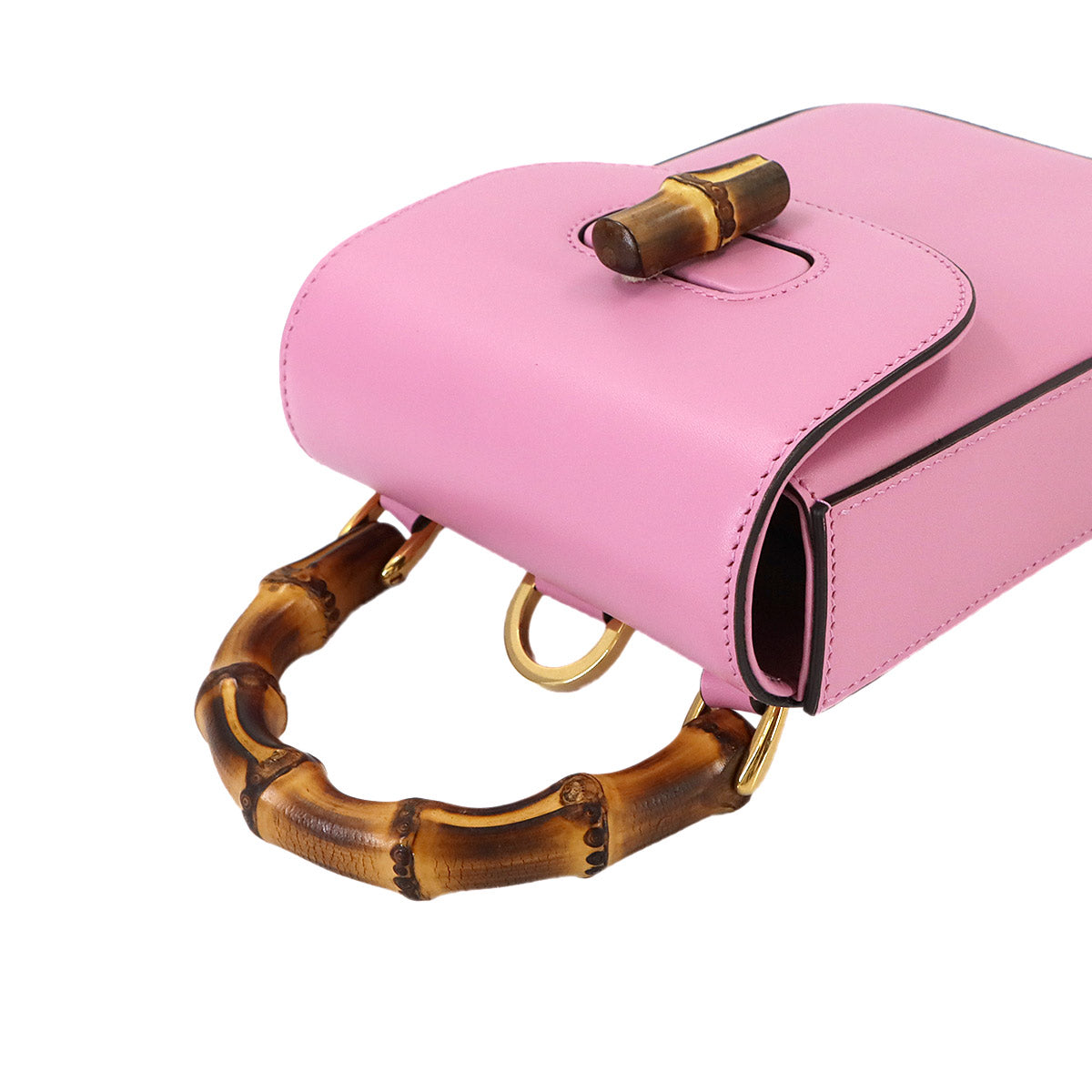 Bamboo Mini Backpack Hand Shoulder Bag Leather Pink 702106 Purse