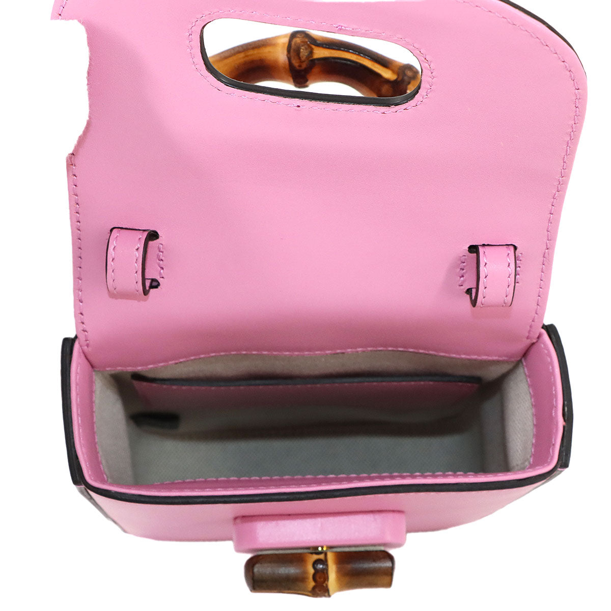 Bamboo Mini Backpack Hand Shoulder Bag Leather Pink 702106 Purse