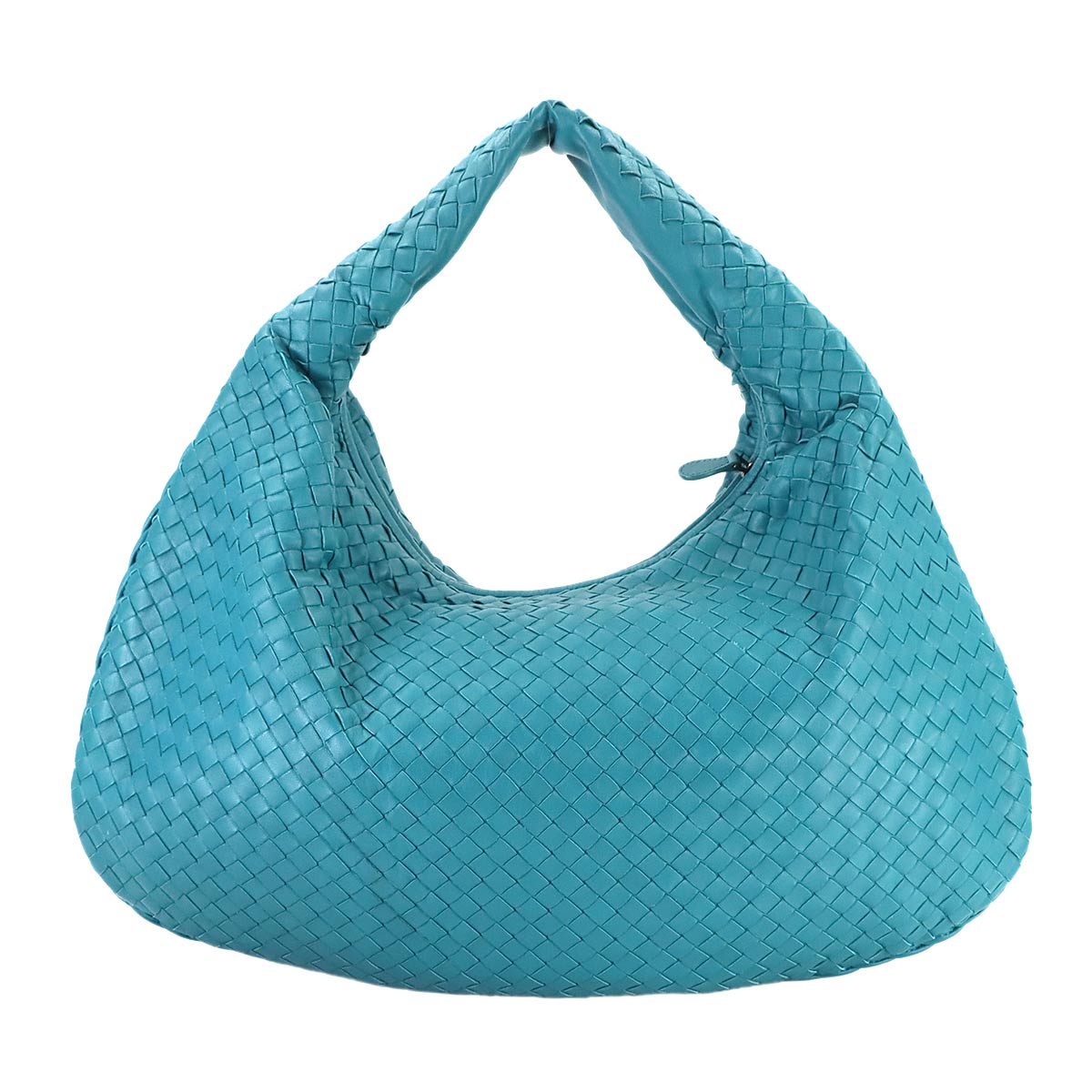 Intrecciato Hobo Shoulder Bag Leather Blue Purse