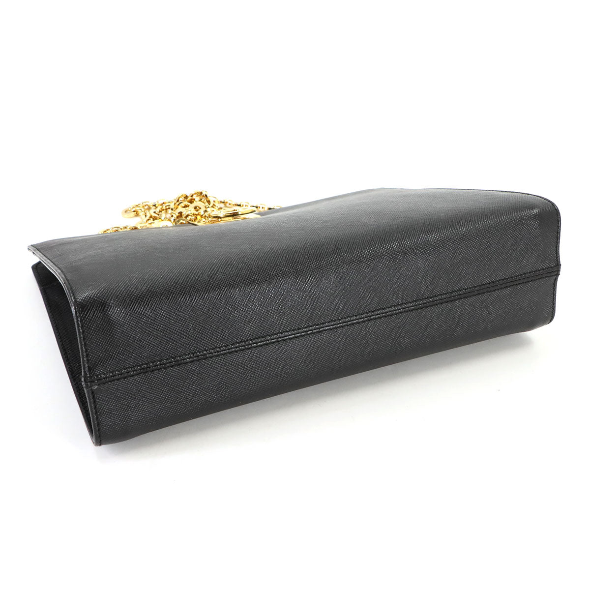 Gancini Chain Shoulder Bag Leather Black 21 8753