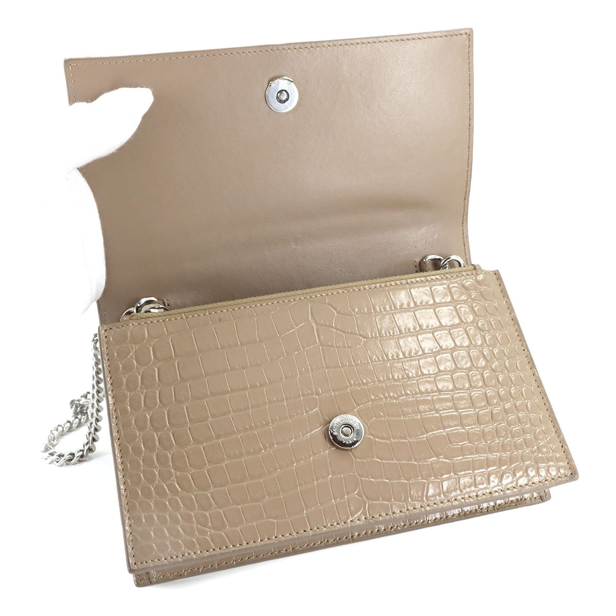 Kate Chain Long Wallet Leather Beige 152159